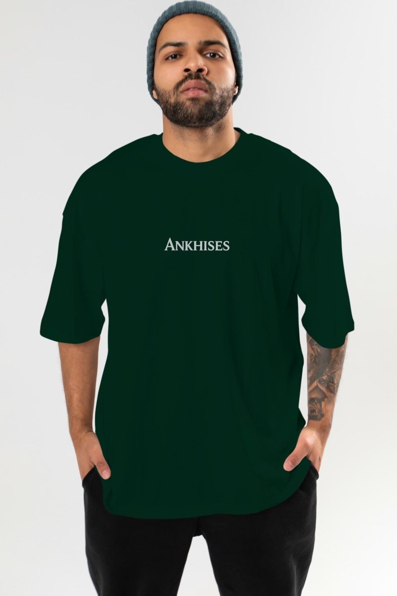 Ankhises Yazılı Siyah ön Baskılı Oversize t-shirt Bisiklet Yaka %100 Pamuk Unisex - Cilexi