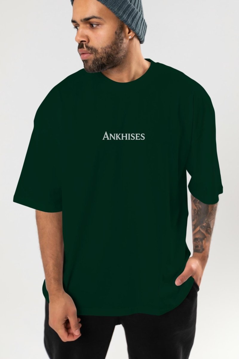 Ankhises Yazılı Siyah ön Baskılı Oversize t-shirt Bisiklet Yaka %100 Pamuk Unisex - Cilexi