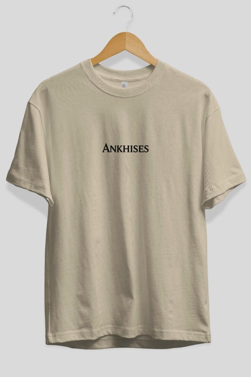 Ankhises Yazılı Siyah ön Baskılı Oversize t-shirt Bisiklet Yaka %100 Pamuk Unisex - Cilexi