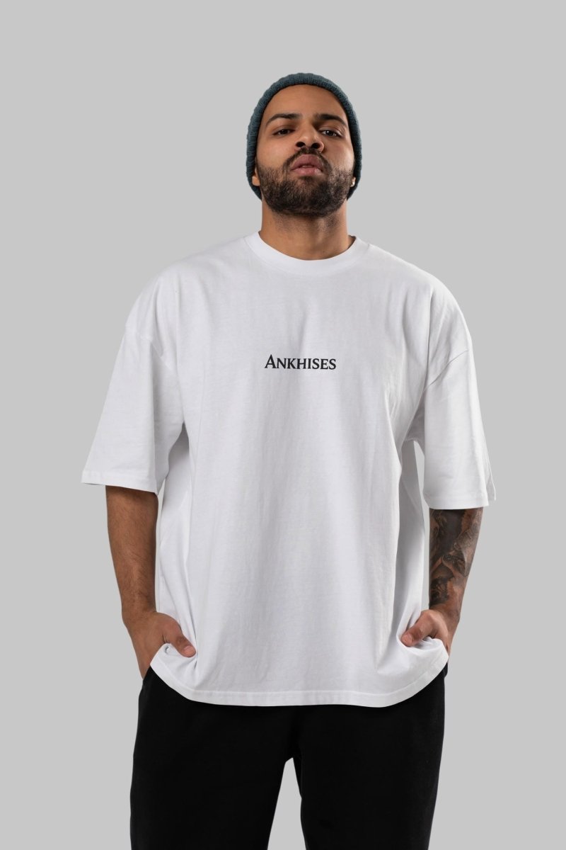 Ankhises Yazılı Siyah ön Baskılı Oversize t-shirt Bisiklet Yaka %100 Pamuk Unisex - Cilexi