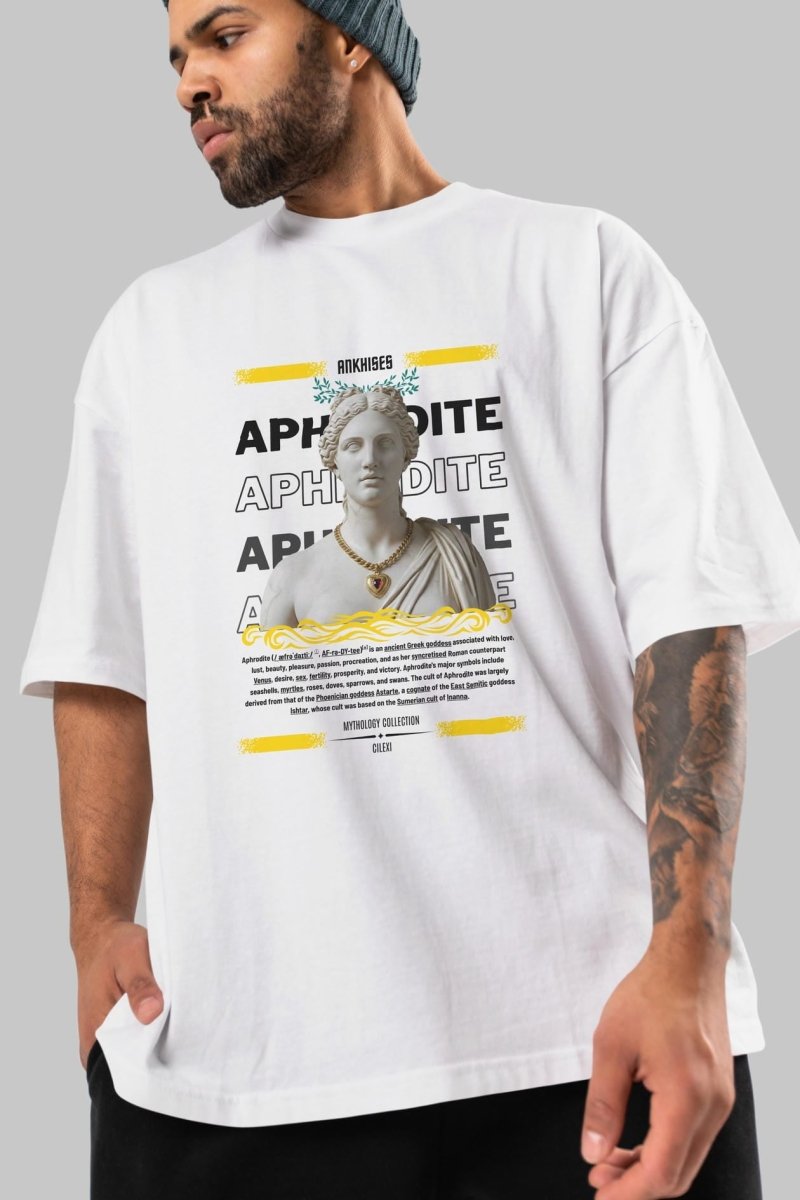 Aphrodite 1 ön Baskılı Oversize t-shirt Erkek Kadın %100 Pamuk Bisiklet Yaka tişort - Cilexi