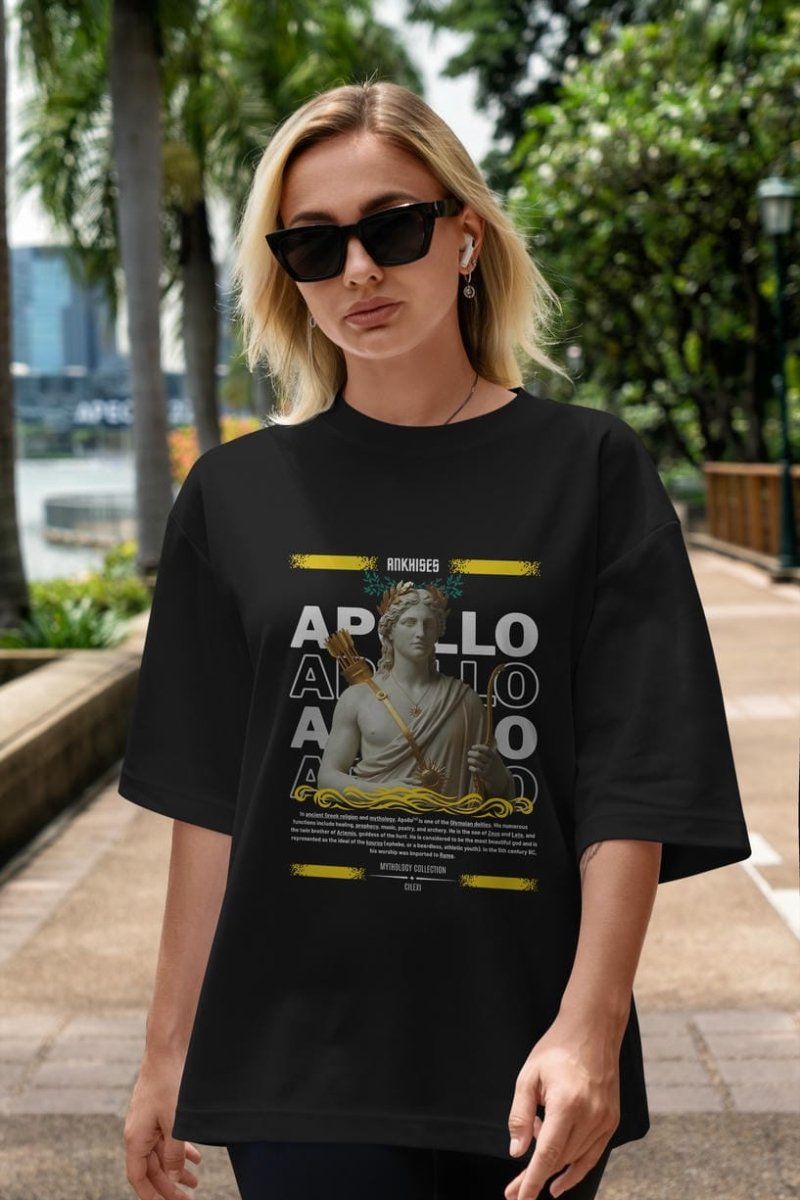 Apollo 2 ön Baskılı Oversize t-shirt Erkek Kadın %100 Pamuk Bisiklet Yaka tişort - Cilexi