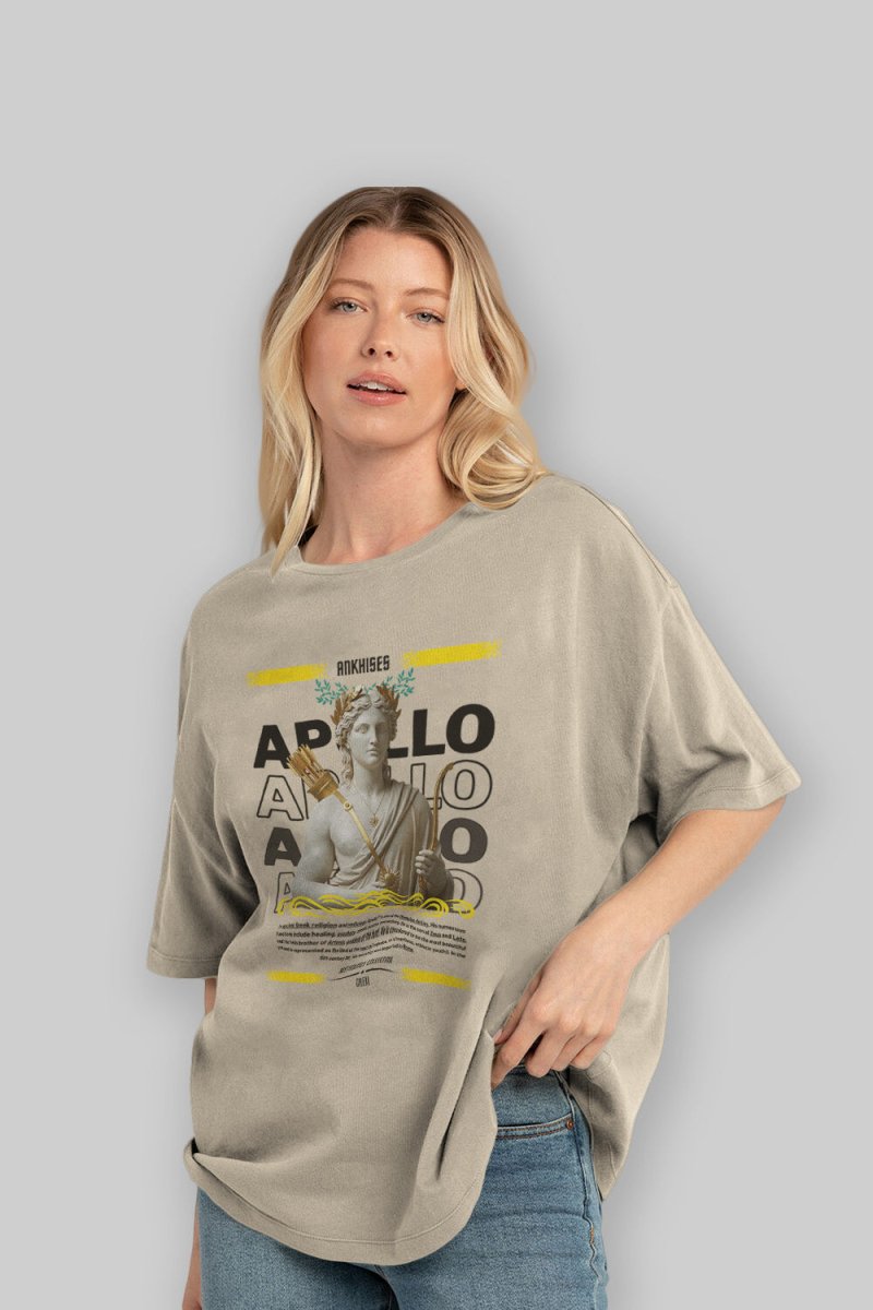 Apollo 2 ön Baskılı Oversize t-shirt Erkek Kadın %100 Pamuk Bisiklet Yaka tişort - Cilexi