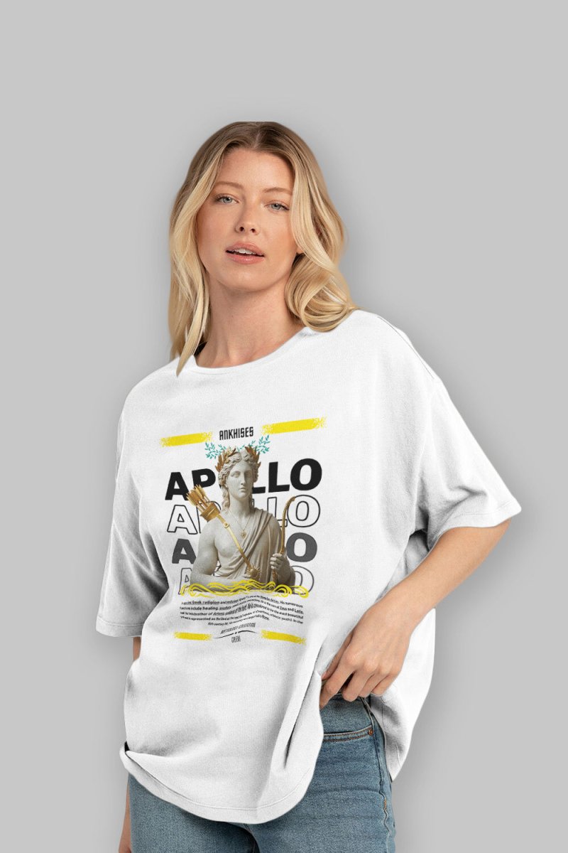 Apollo 2 ön Baskılı Oversize t-shirt Erkek Kadın %100 Pamuk Bisiklet Yaka tişort - Cilexi