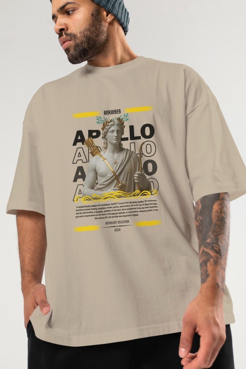 Apollo 2 ön Baskılı Oversize t-shirt Erkek Kadın %100 Pamuk Bisiklet Yaka tişort - Cilexi