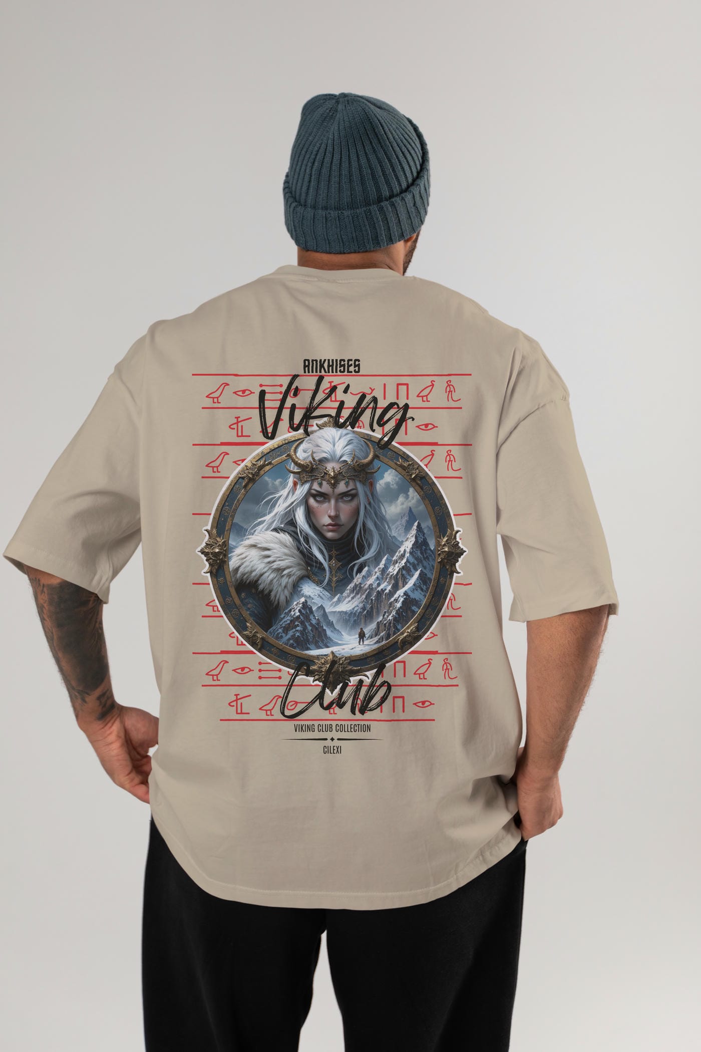 Viking Mitolojisi Serisi 19 Arka Baskılı Oversize t-shirt Erkek Kadın %100 Pamuk Bisiklet Yaka tişort
