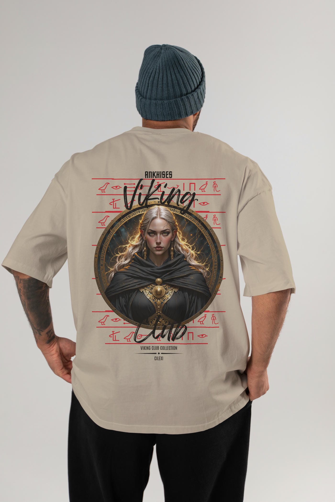 Viking Mitolojisi Serisi 4 Arka Baskılı Oversize t-shirt Erkek Kadın %100 Pamuk Bisiklet Yaka tişort