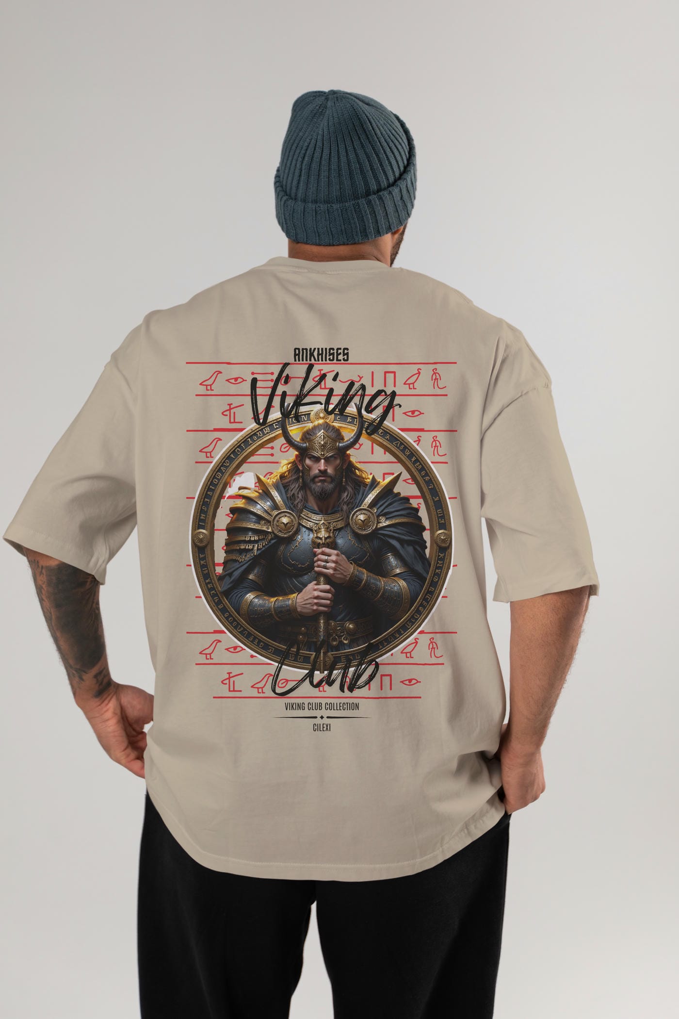 Viking Mitolojisi Serisi 8 Arka Baskılı Oversize t-shirt Erkek Kadın %100 Pamuk Bisiklet Yaka tişort