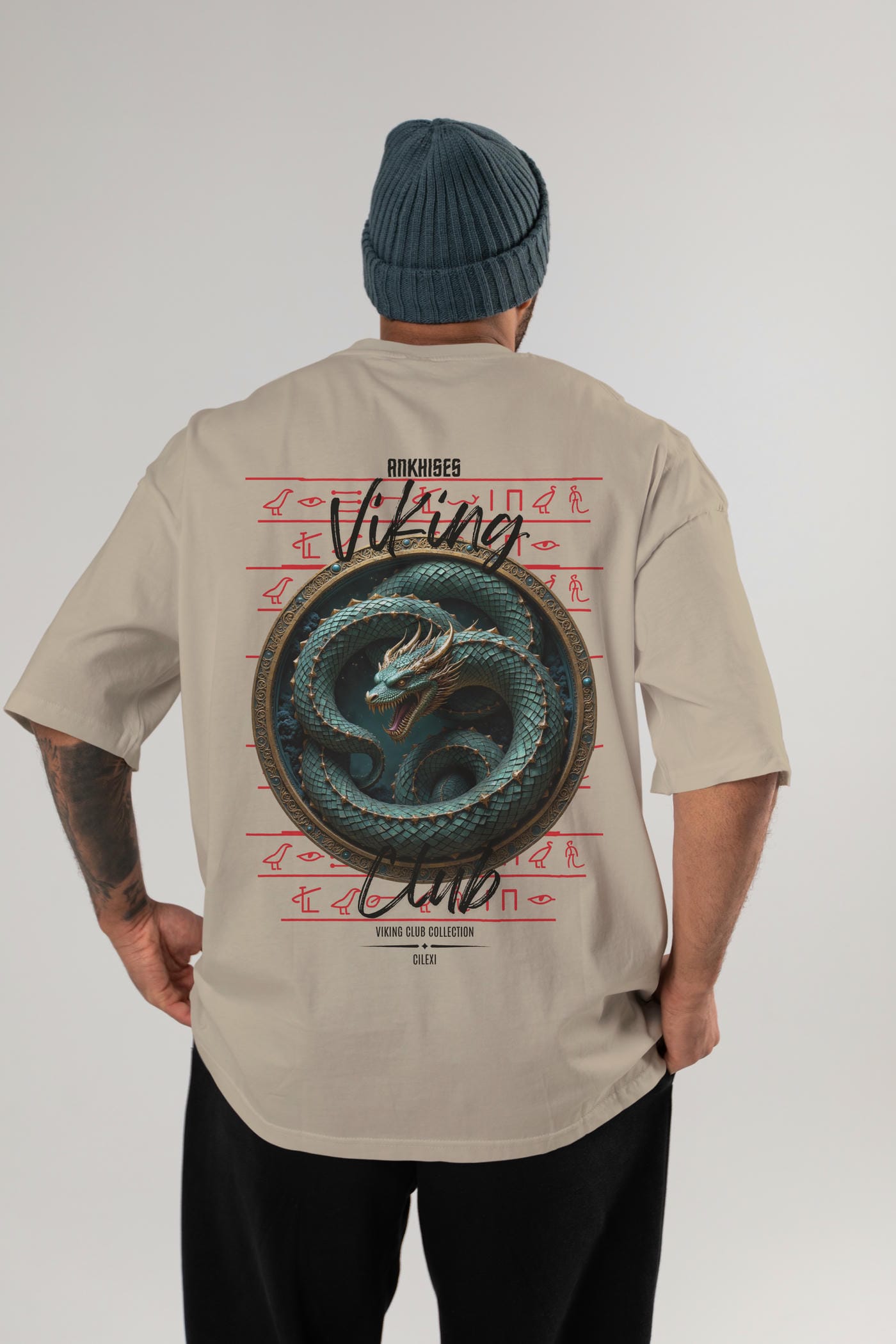 Viking Mitolojisi Serisi 25 Arka Baskılı Oversize t-shirt Erkek Kadın %100 Pamuk Bisiklet Yaka tişort