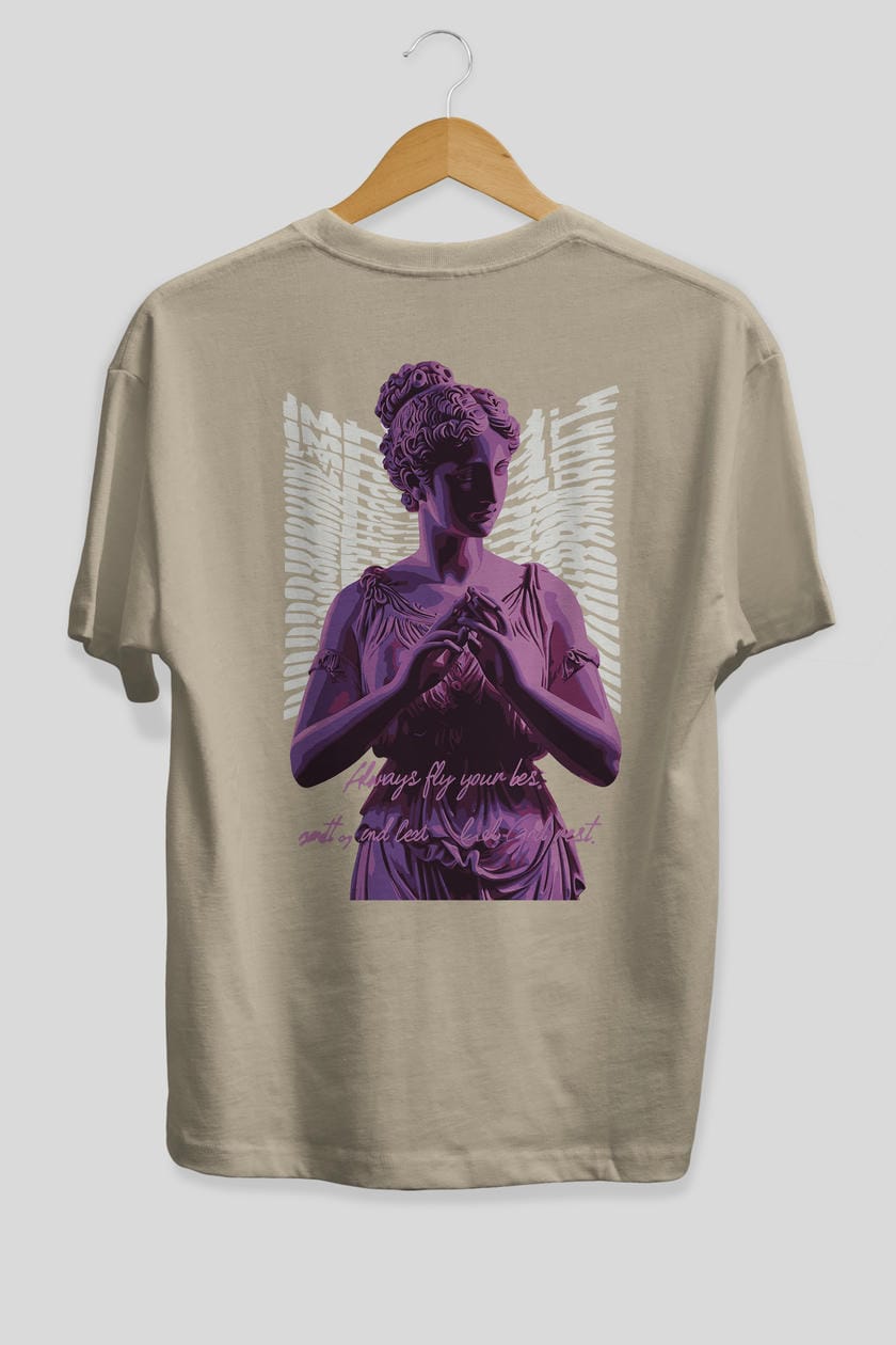 Always Fly Arka Baskılı Oversize t-shirt Erkek Kadın %100 Pamuk Bisiklet Yaka tişort