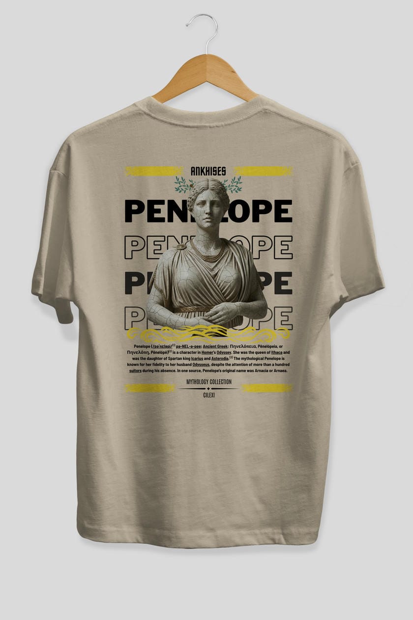 Penelope 1 Arka Baskılı Oversize t-shirt Erkek Kadın %100 Pamuk Bisiklet Yaka tişort