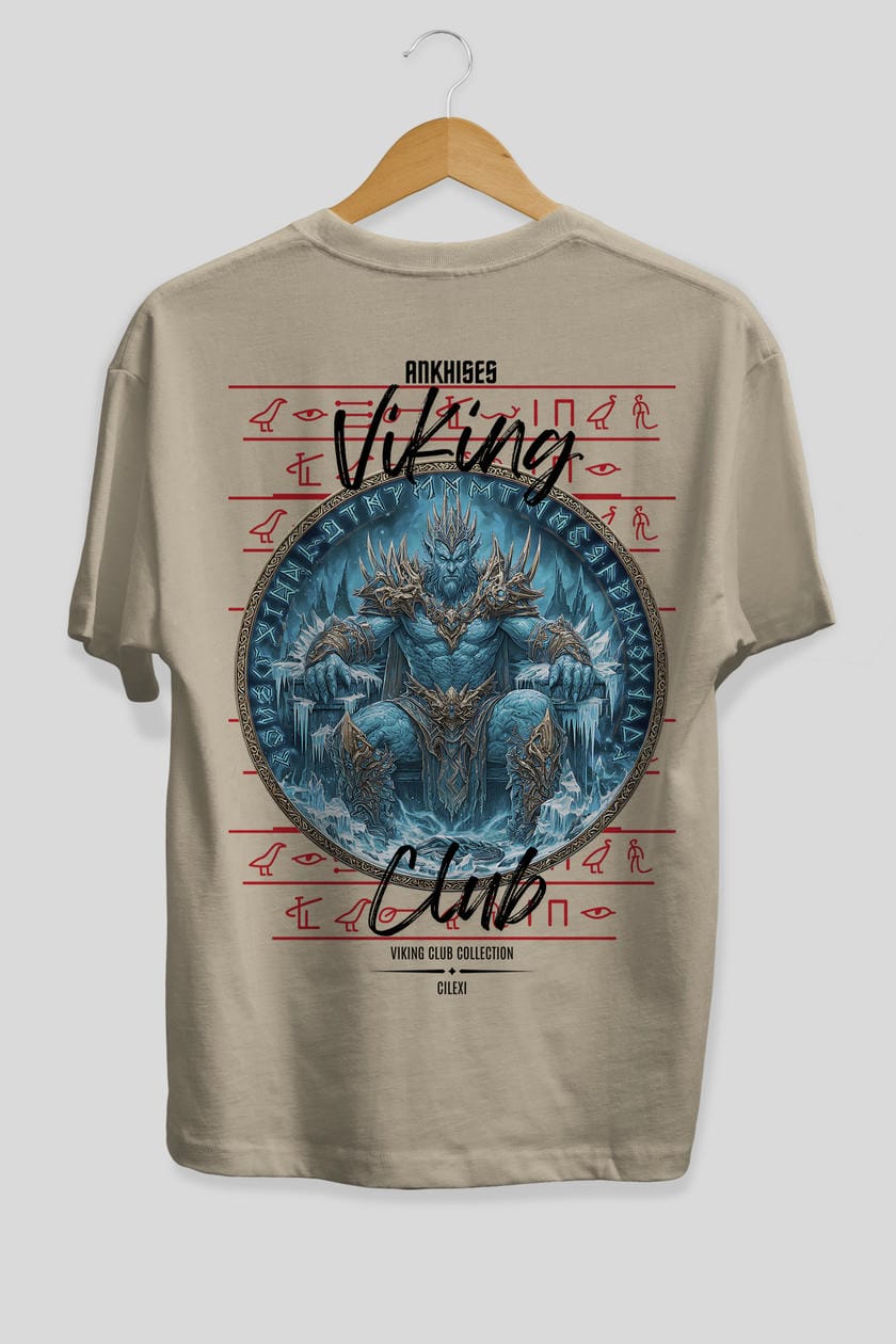 Thrym Arka Baskılı Oversize t-shirt Erkek Kadın %100 Pamuk Bisiklet Yaka tişort