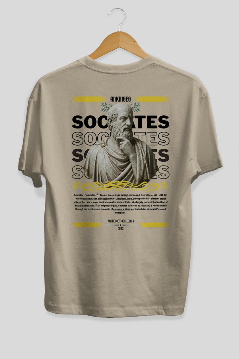 Socrates Arka Baskılı Oversize t-shirt Erkek Kadın %100 Pamuk Bisiklet Yaka tişort