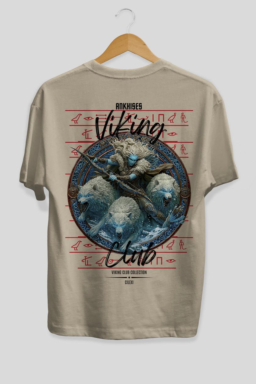 Skadi Arka Baskılı Oversize t-shirt Erkek Kadın %100 Pamuk Bisiklet Yaka tişort