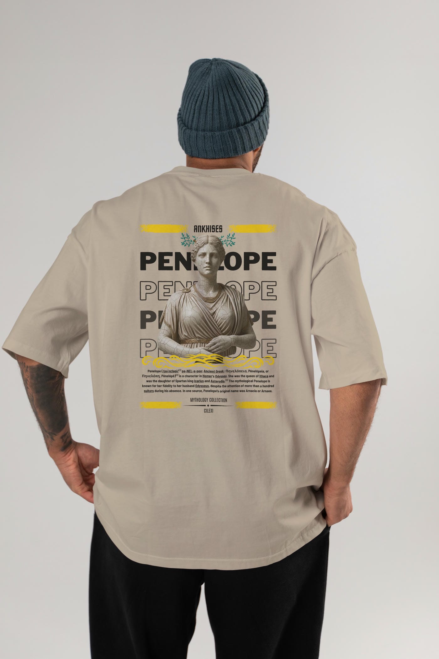 Penelope 1 Arka Baskılı Oversize t-shirt Erkek Kadın %100 Pamuk Bisiklet Yaka tişort