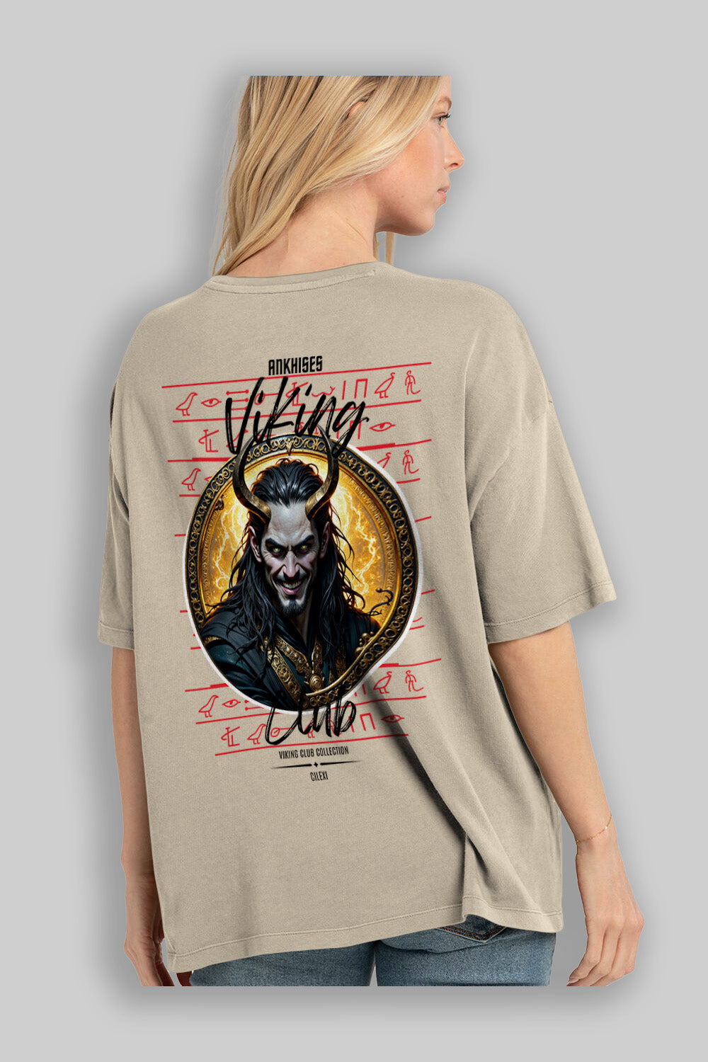 Loke 1 Baskılı Oversize t-shirt Erkek Kadın %100 Pamuk Bisiklet Yaka tişort