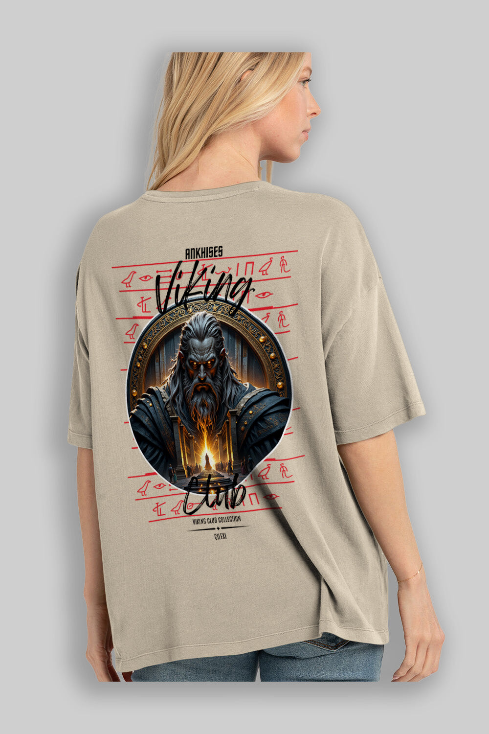 Odin 3 Arka Baskılı Oversize t-shirt Erkek Kadın %100 Pamuk Bisiklet Yaka tişort