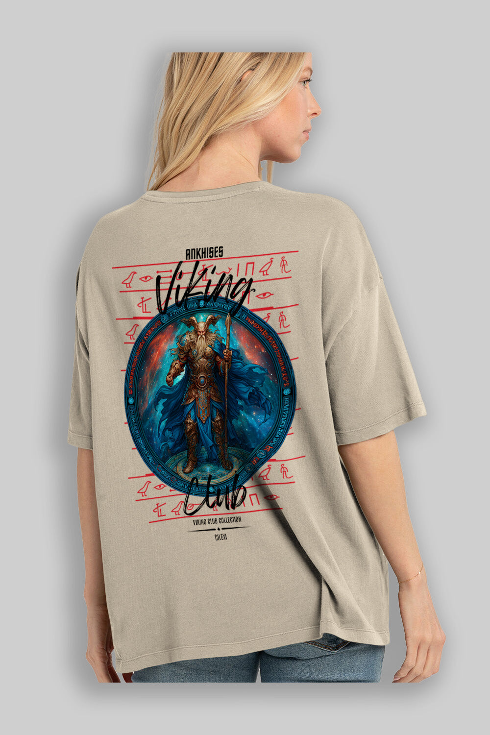 Heimdall Baskılı Oversize t-shirt Erkek Kadın %100 Pamuk Bisiklet Yaka tişort