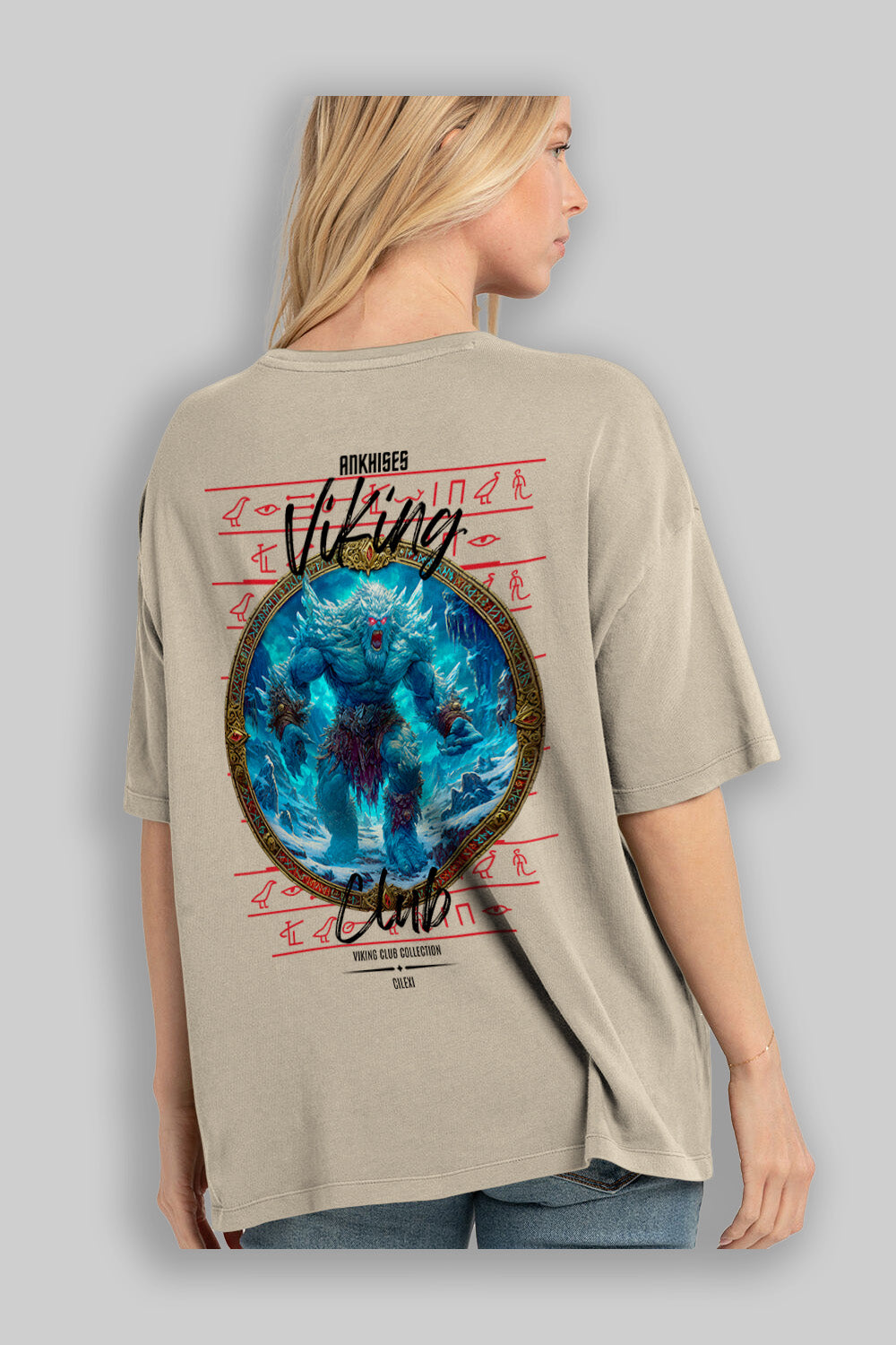Ymir Arka Baskılı Oversize t-shirt Erkek Kadın %100 Pamuk Bisiklet Yaka tişort