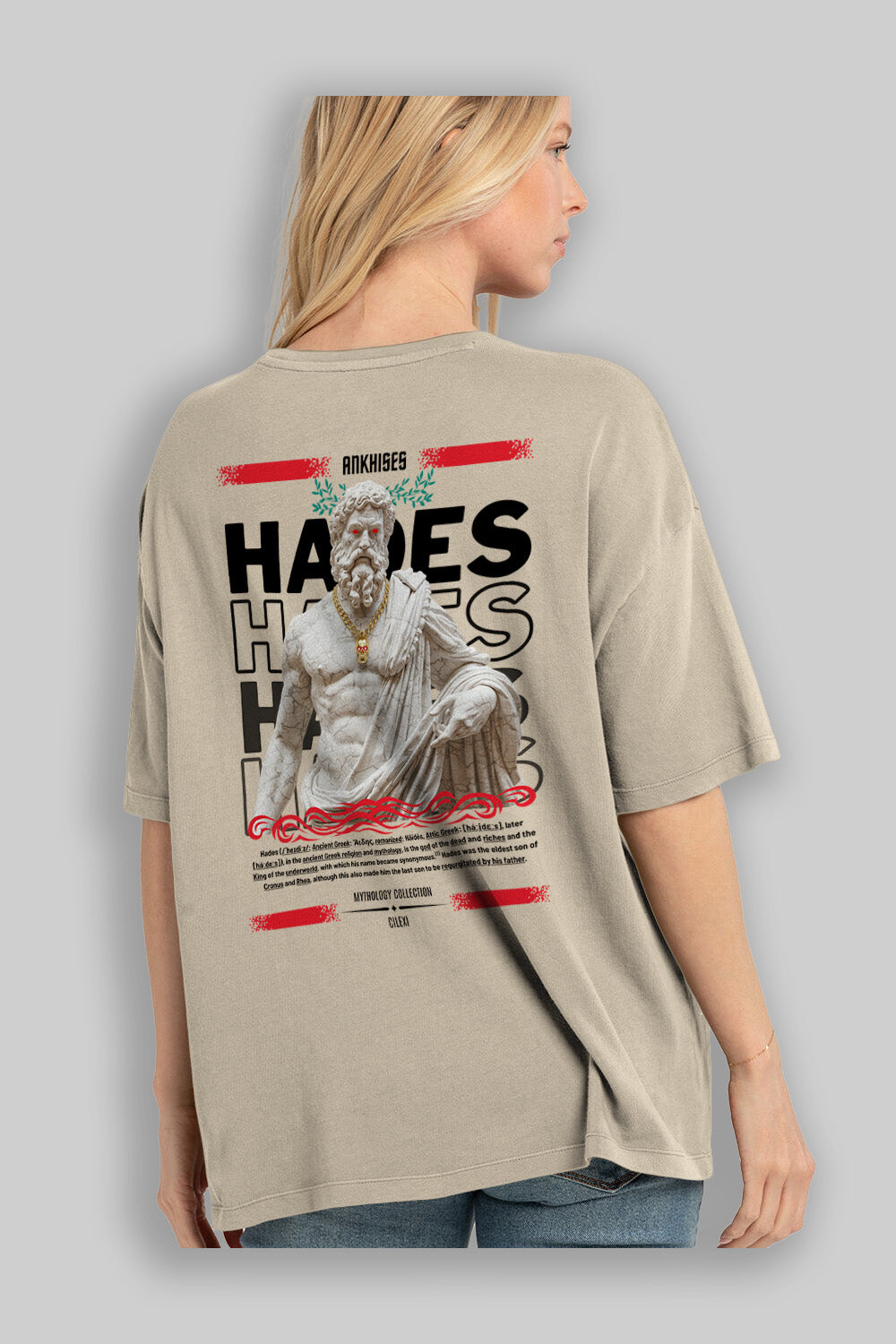 Hades 2 Arka Baskılı Oversize t-shirt Erkek Kadın %100 Pamuk Bisiklet Yaka tişort