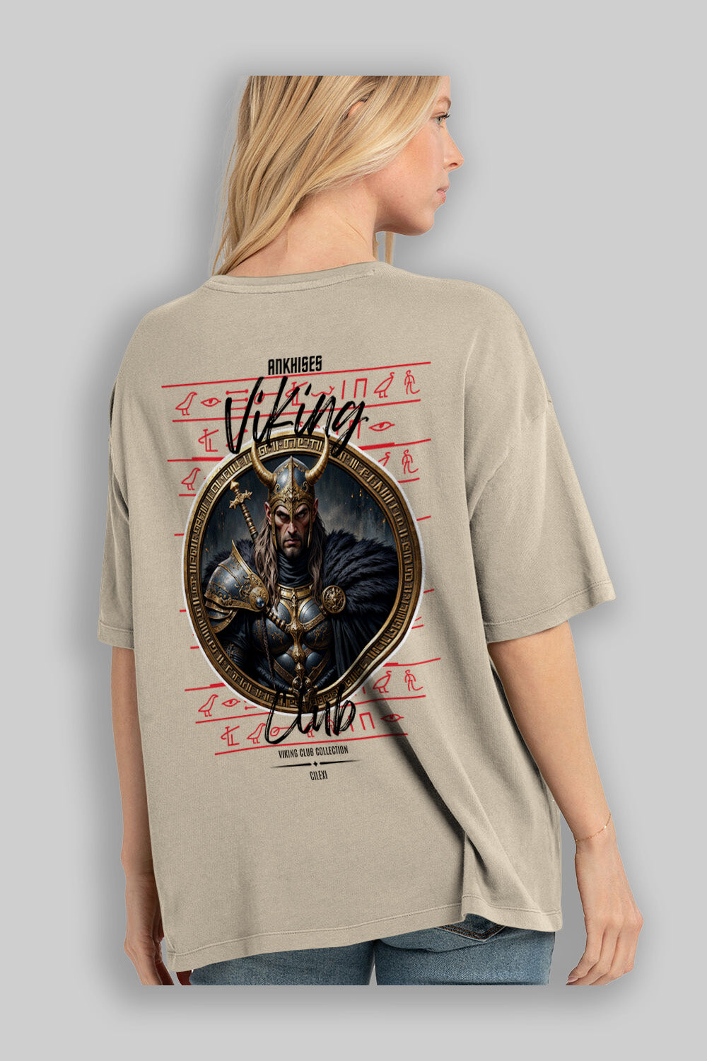 Viking Mitolojisi Serisi 21 Arka Baskılı Oversize t-shirt Erkek Kadın %100 Pamuk Bisiklet Yaka tişort
