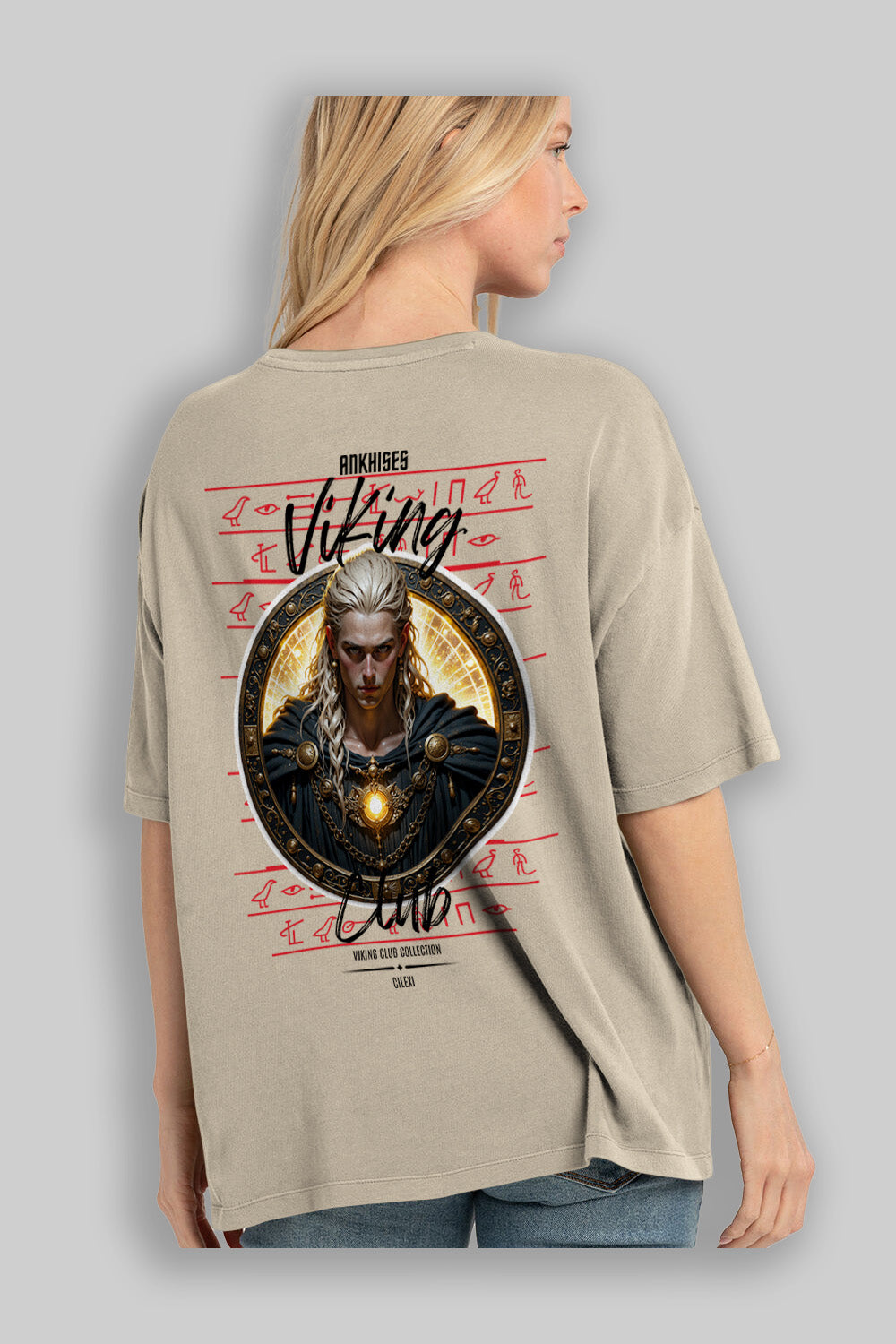 Viking Mitolojisi Serisi 14 Arka Baskılı Oversize t-shirt Erkek Kadın %100 Pamuk Bisiklet Yaka tişort