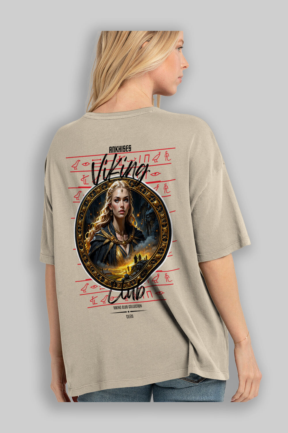Viking Mitolojisi Serisi 1 Arka Baskılı Oversize t-shirt Erkek Kadın %100 Pamuk Bisiklet Yaka tişort
