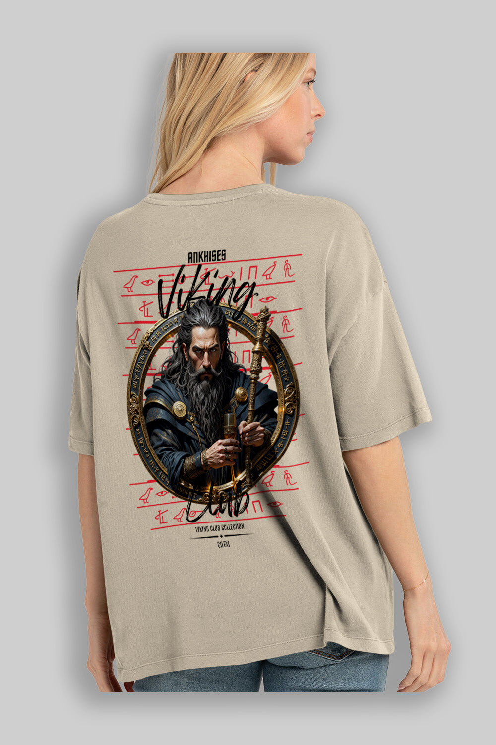 Viking Mitolojisi Serisi 20 Arka Baskılı Oversize t-shirt Erkek Kadın %100 Pamuk Bisiklet Yaka tişort