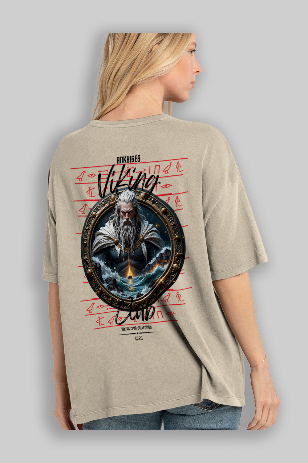 Viking Mitolojisi Serisi 13 Arka Baskılı Oversize t-shirt Erkek Kadın %100 Pamuk Bisiklet Yaka tişort