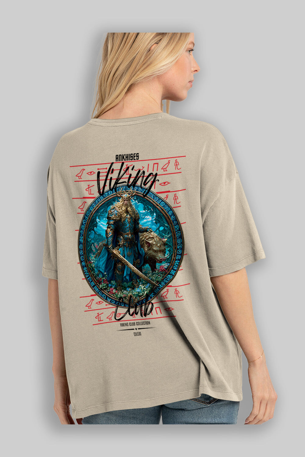 Freyr Baskılı Oversize t-shirt Erkek Kadın %100 Pamuk Bisiklet Yaka tişort