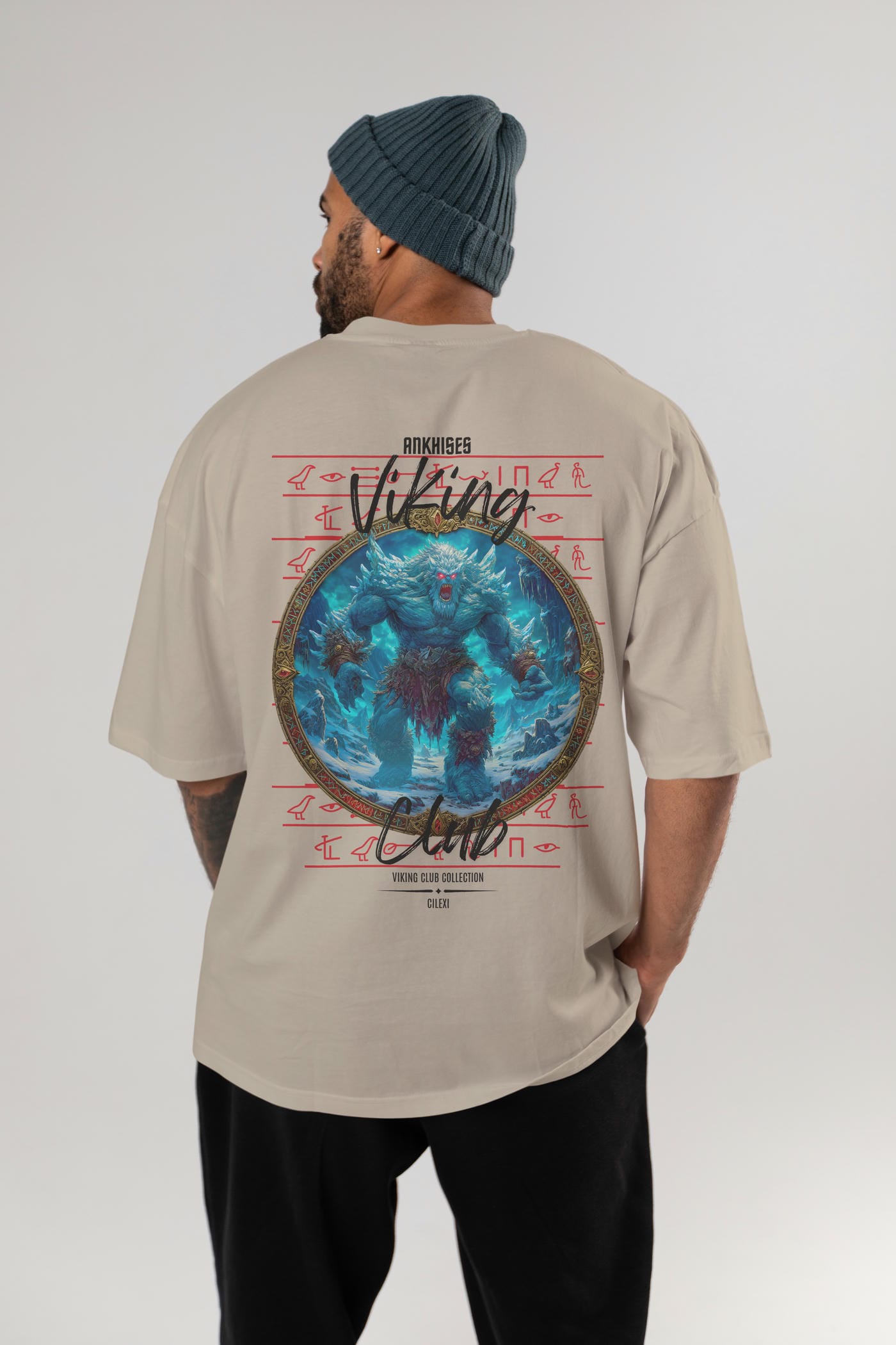 Ymir Arka Baskılı Oversize t-shirt Erkek Kadın %100 Pamuk Bisiklet Yaka tişort