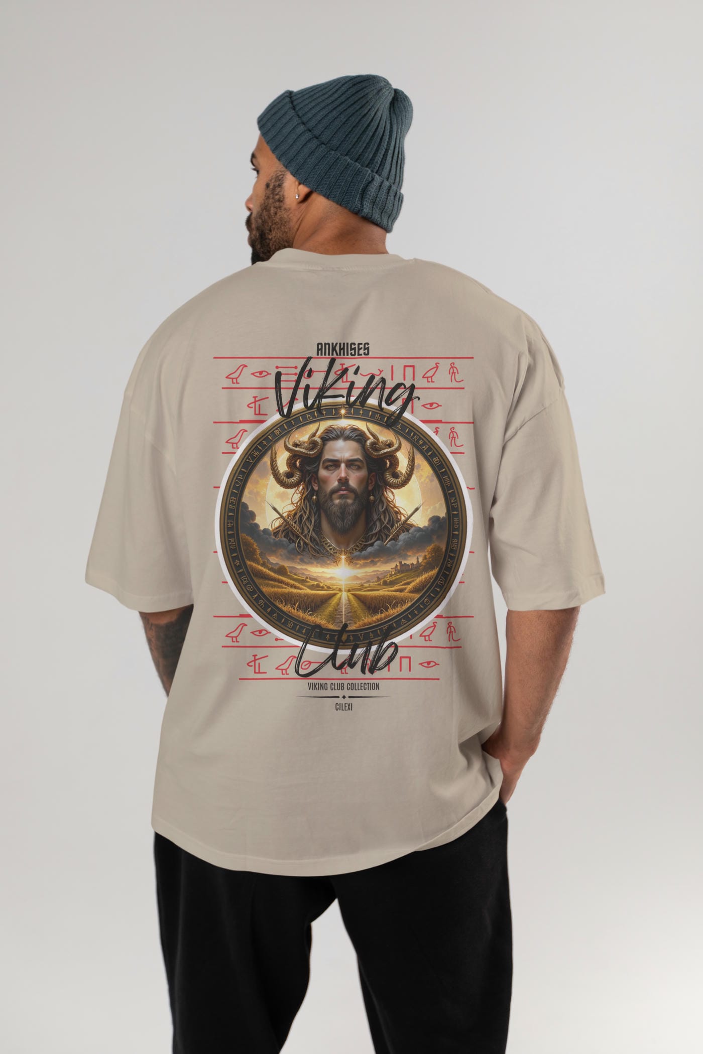 Viking Mitolojisi Serisi 3 Arka Baskılı Oversize t-shirt Erkek Kadın %100 Pamuk Bisiklet Yaka tişort