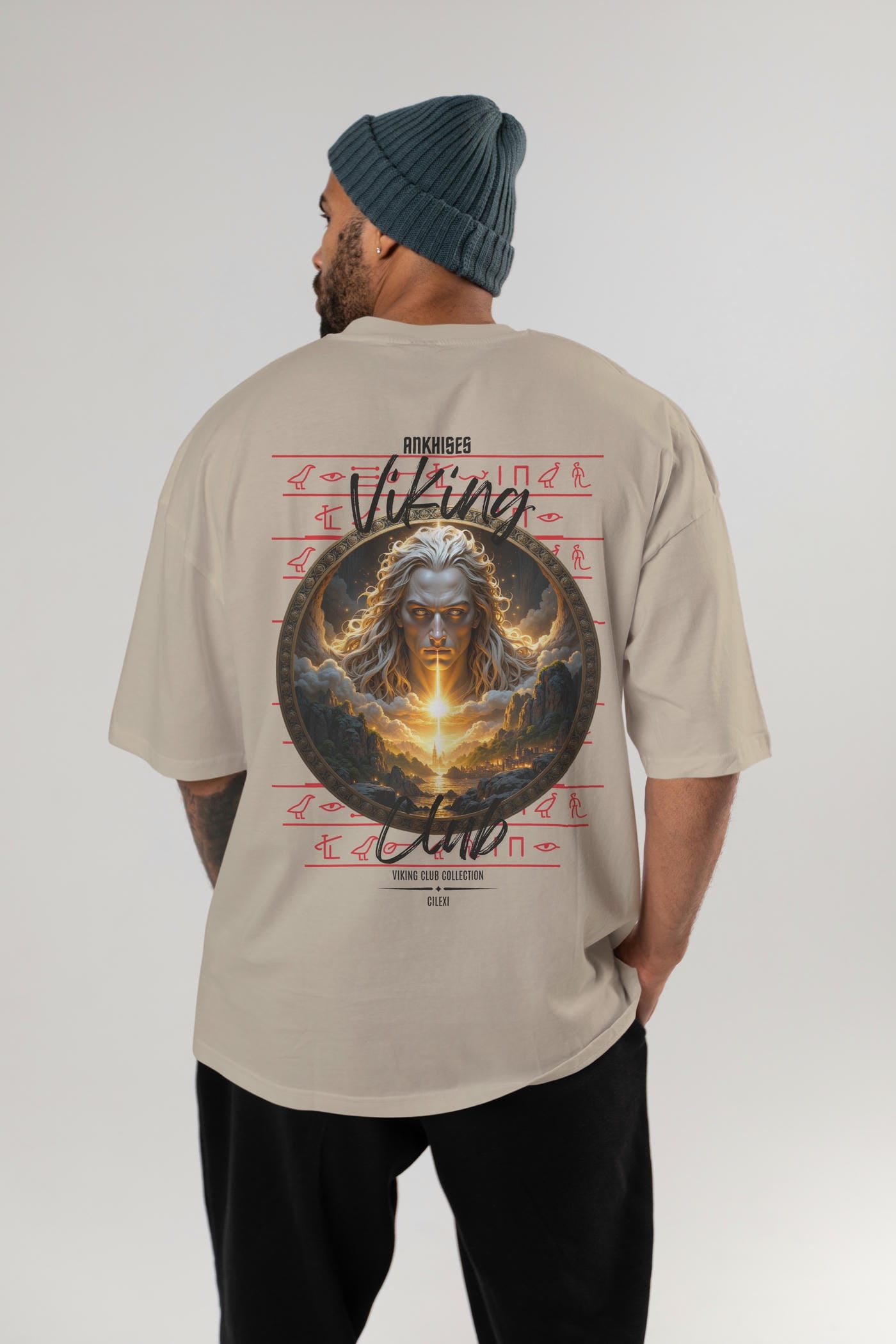 Viking Mitolojisi Serisi 15 Arka Baskılı Oversize t-shirt Erkek Kadın %100 Pamuk Bisiklet Yaka tişort