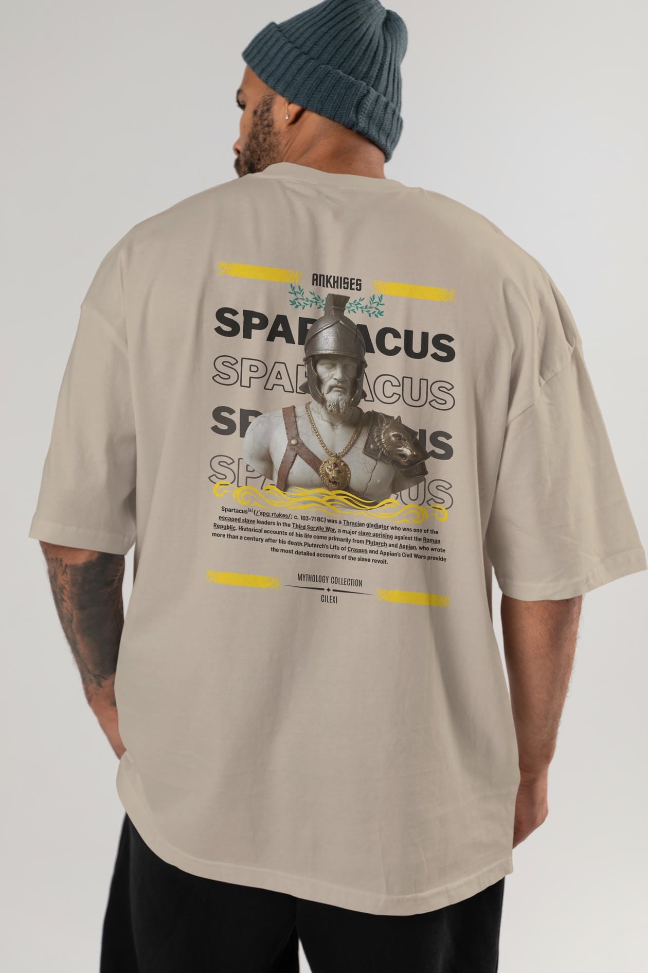 Spartacus 2 Arka Baskılı Oversize t-shirt Erkek Kadın %100 Pamuk Bisiklet Yaka tişort