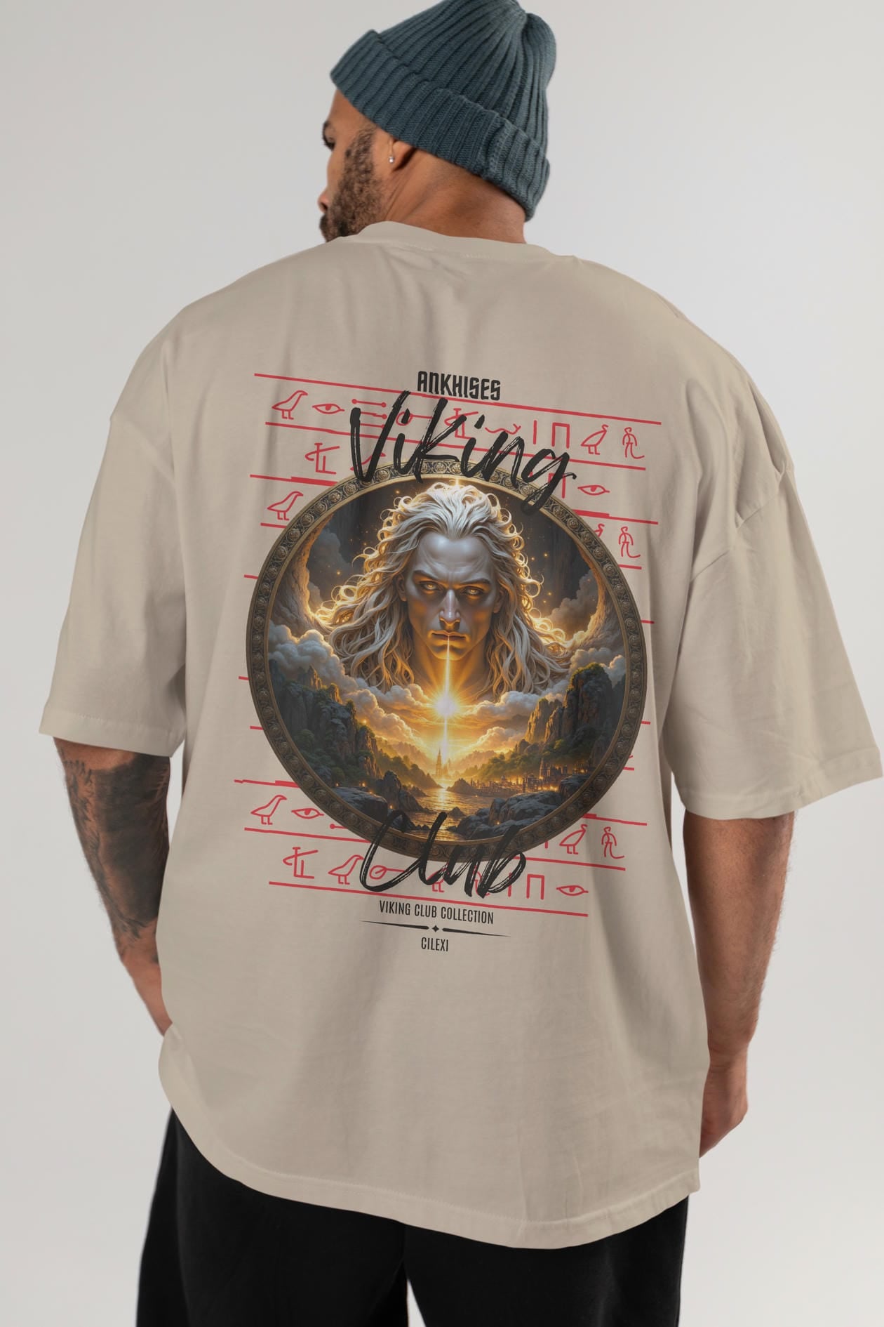 Viking Mitolojisi Serisi 15 Arka Baskılı Oversize t-shirt Erkek Kadın %100 Pamuk Bisiklet Yaka tişort