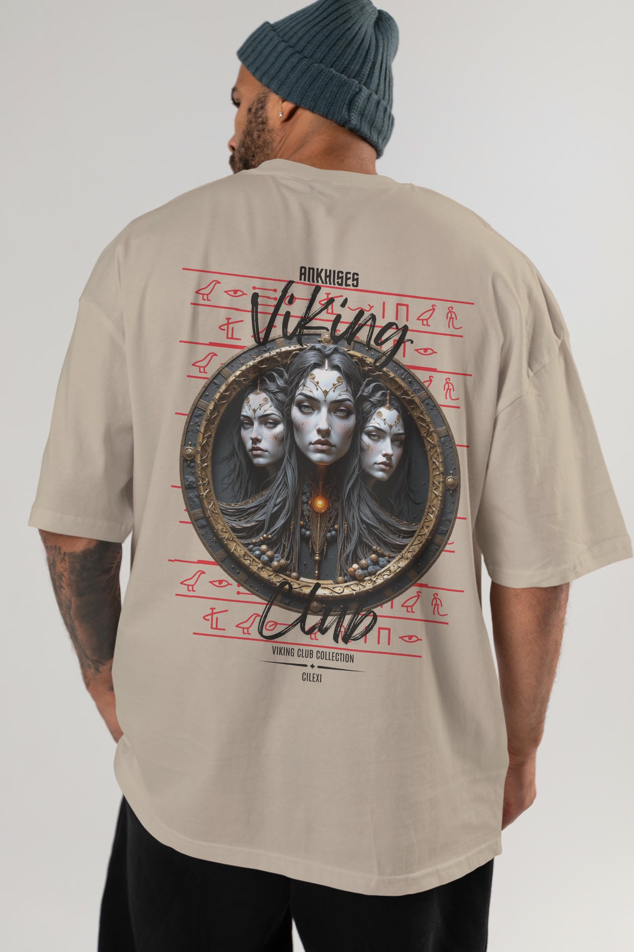 Viking Mitolojisi Serisi 23 Arka Baskılı Oversize t-shirt Erkek Kadın %100 Pamuk Bisiklet Yaka tişort