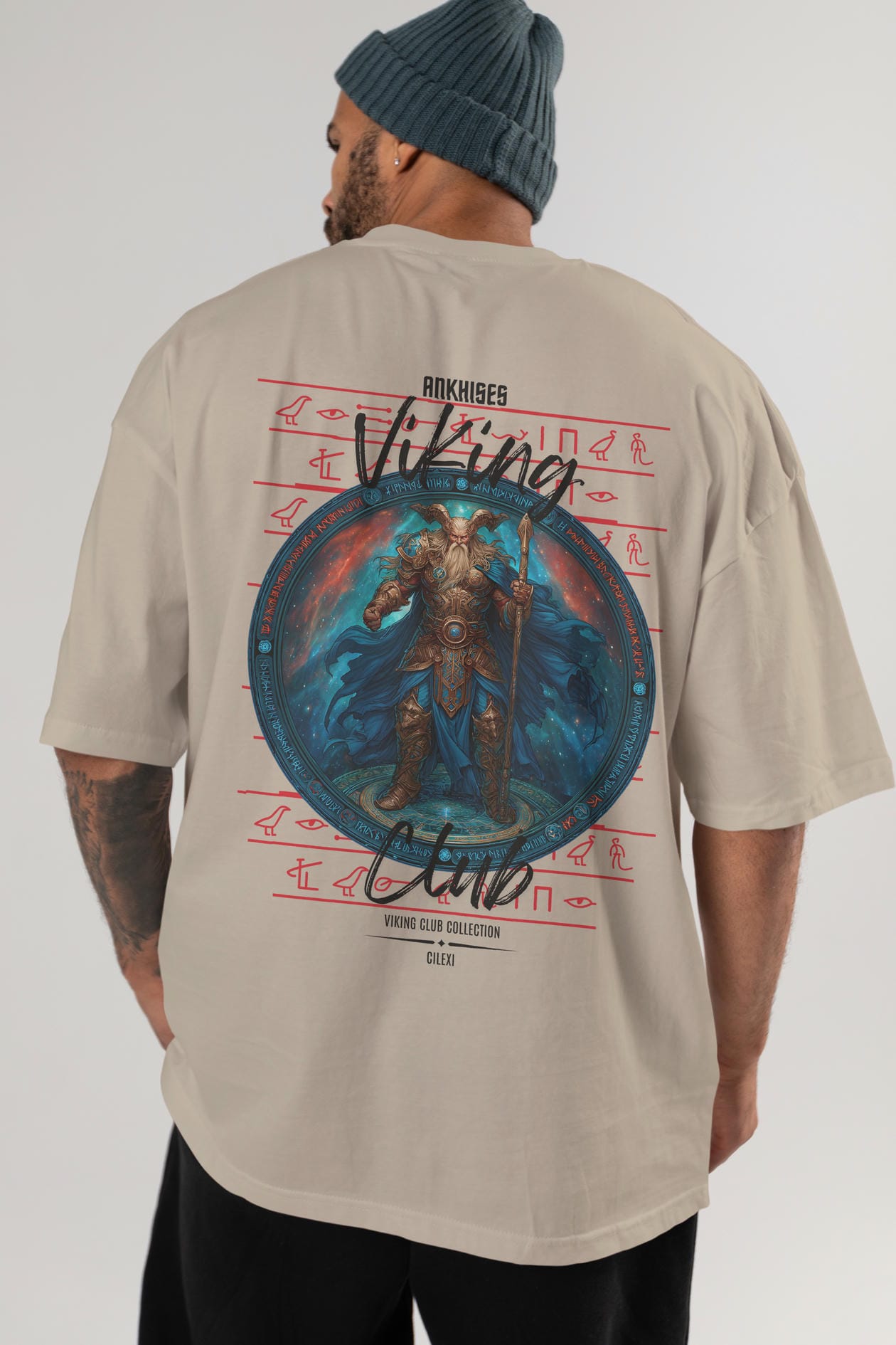 Heimdall Baskılı Oversize t-shirt Erkek Kadın %100 Pamuk Bisiklet Yaka tişort