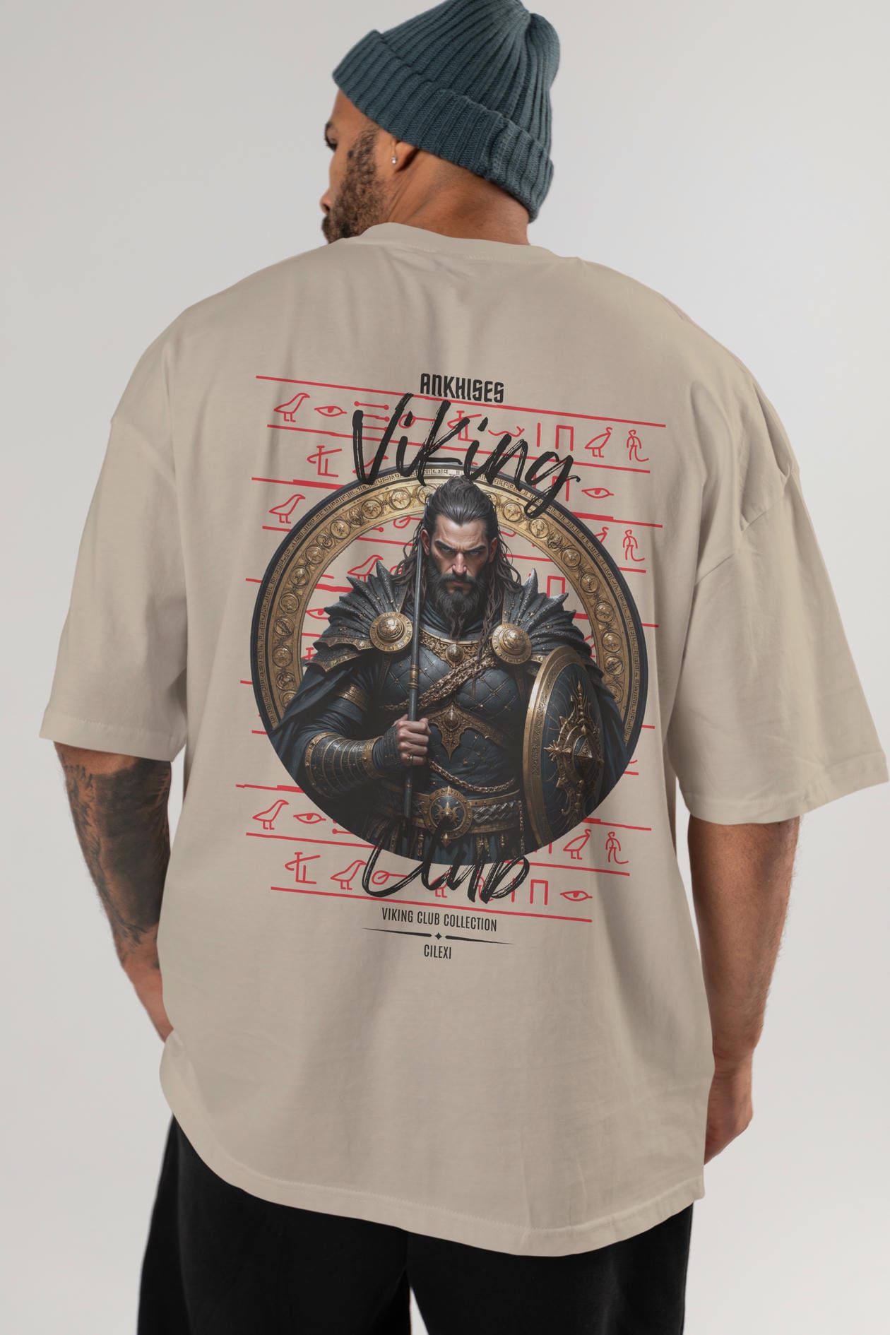 Viking Mitolojisi Serisi 6 Arka Baskılı Oversize t-shirt Erkek Kadın %100 Pamuk Bisiklet Yaka tişort