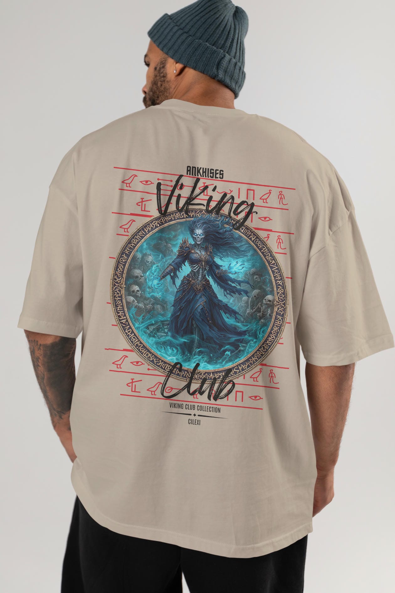 Hel Baskılı Oversize t-shirt Erkek Kadın %100 Pamuk Bisiklet Yaka tişort
