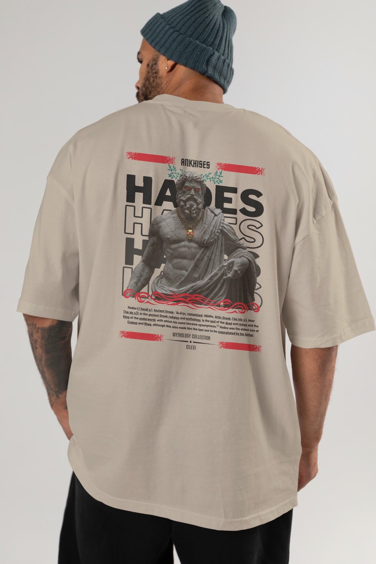 Hades 3 Arka Baskılı Oversize t-shirt Erkek Kadın %100 Pamuk Bisiklet Yaka tişort