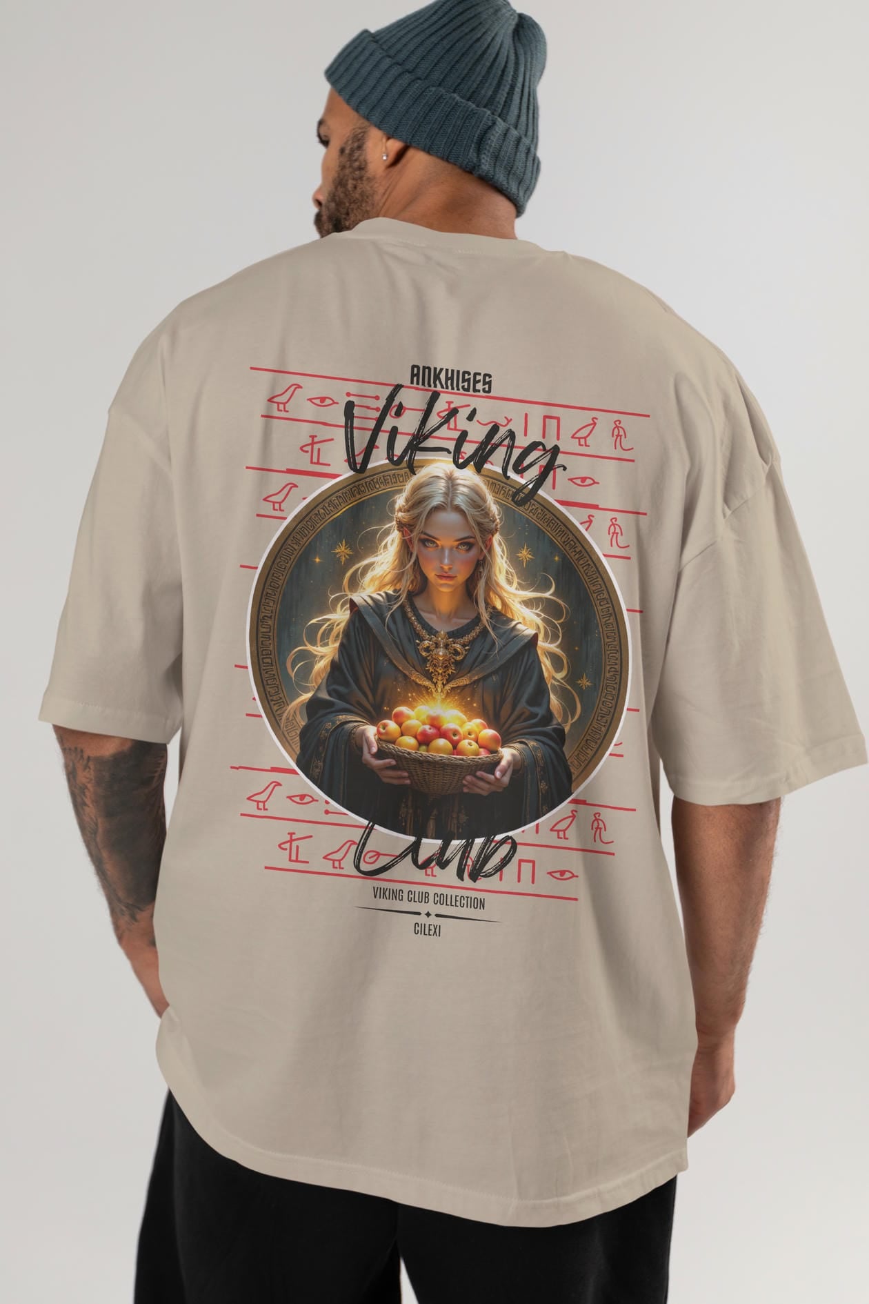 Viking Mitolojisi Serisi 16 Arka Baskılı Oversize t-shirt Erkek Kadın %100 Pamuk Bisiklet Yaka tişort