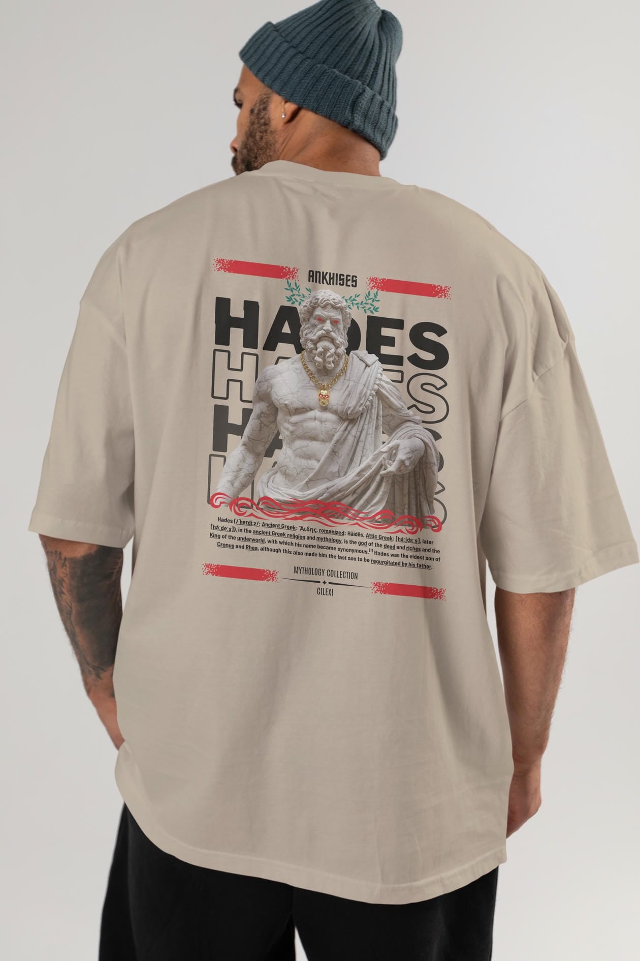 Hades 2 Arka Baskılı Oversize t-shirt Erkek Kadın %100 Pamuk Bisiklet Yaka tişort