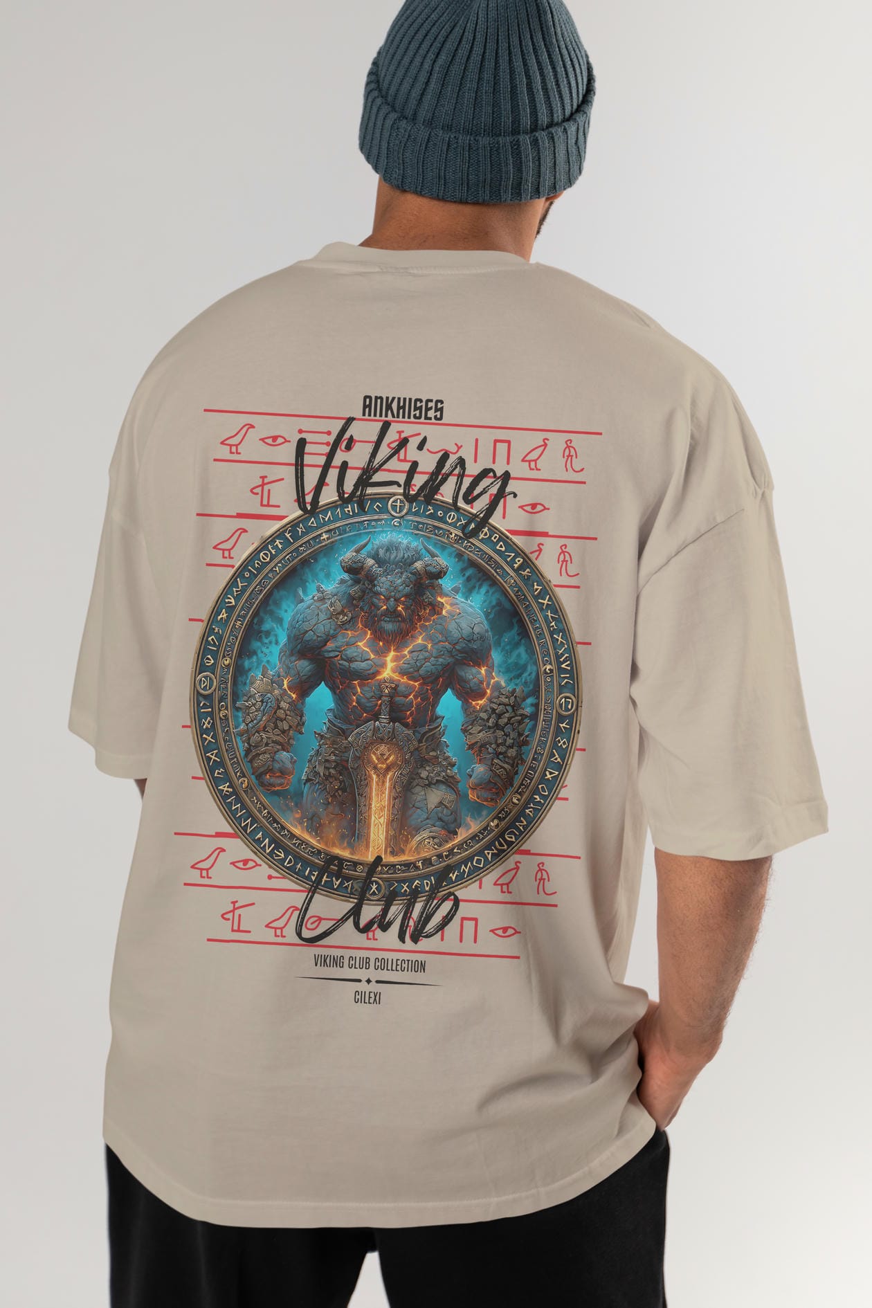 Surtr Arka Baskılı Oversize t-shirt Erkek Kadın %100 Pamuk Bisiklet Yaka tişort