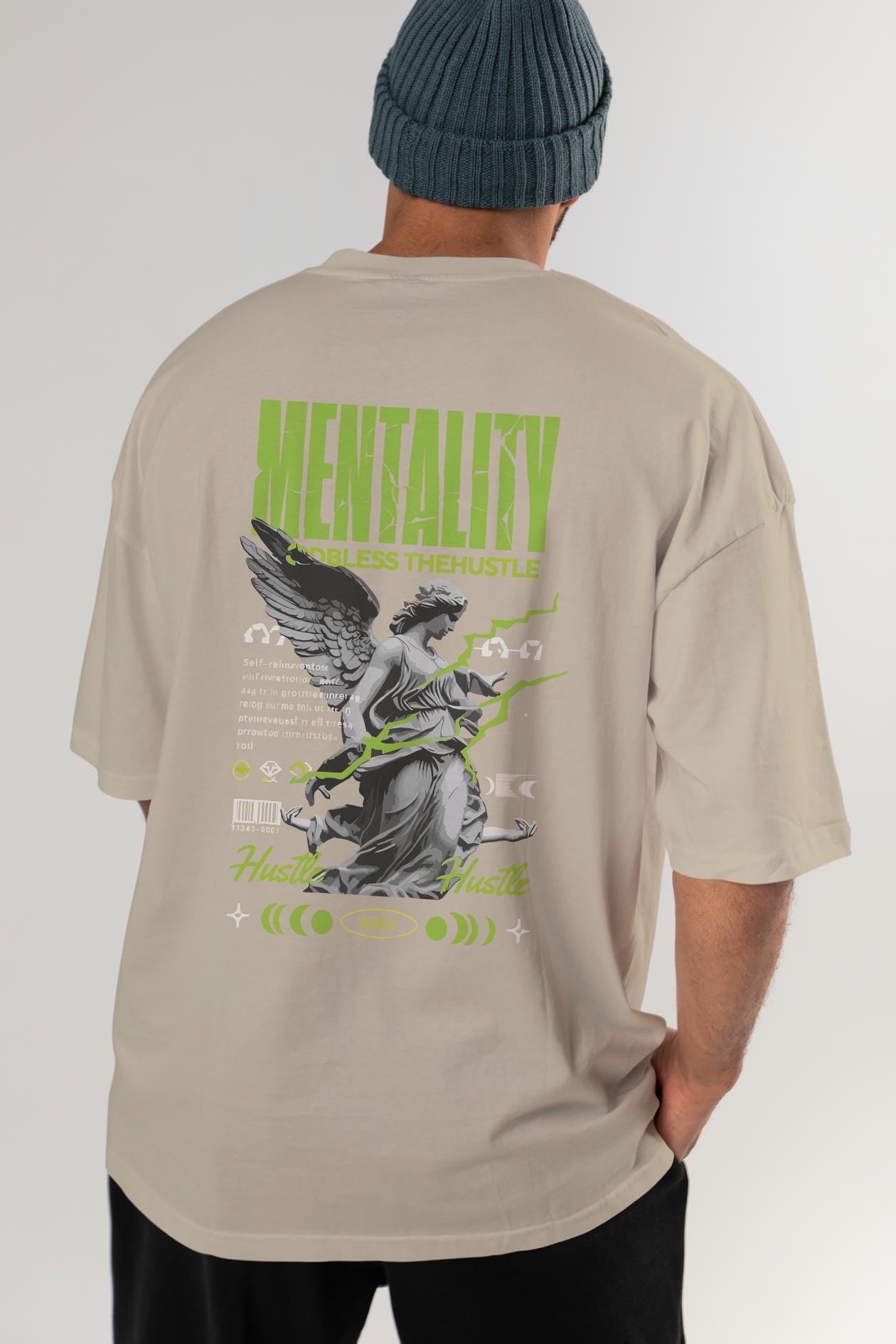 Mentality Arka Baskılı Oversize t-shirt Erkek Kadın %100 Pamuk Bisiklet Yaka tişort