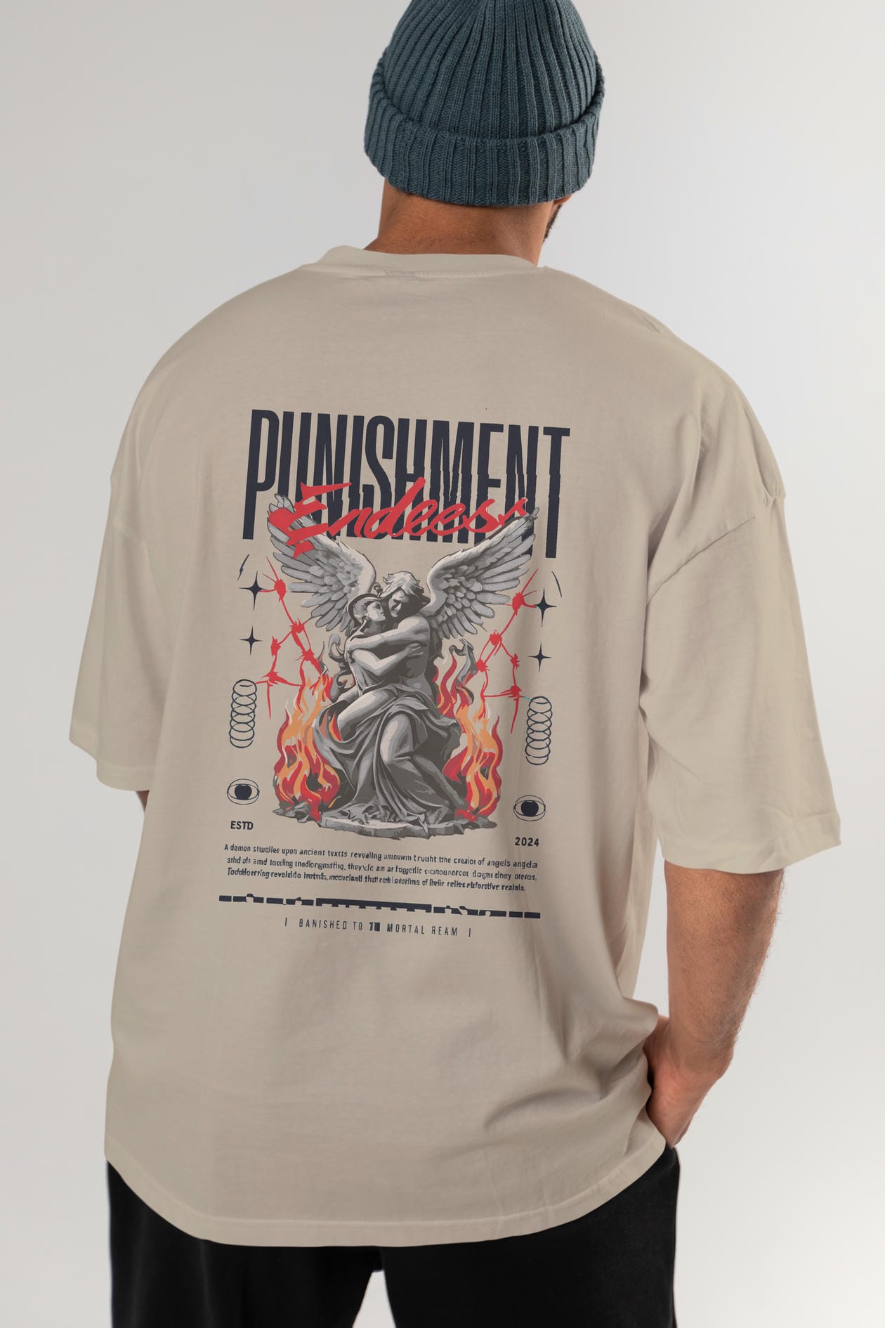 Punishment Endeess Arka Baskılı Oversize t-shirt Erkek Kadın %100 Pamuk Bisiklet Yaka tişort