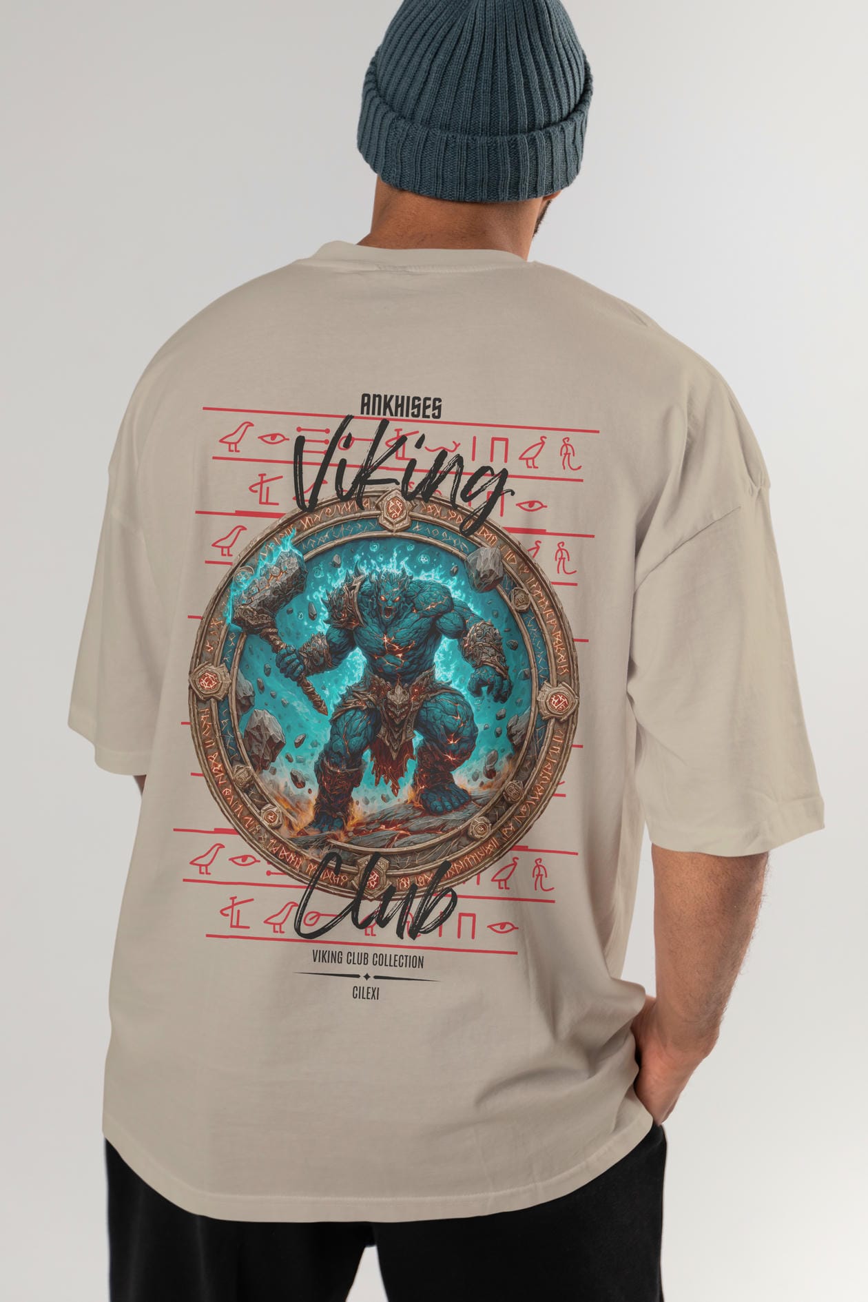 Hrungnir Baskılı Oversize t-shirt Erkek Kadın %100 Pamuk Bisiklet Yaka tişort