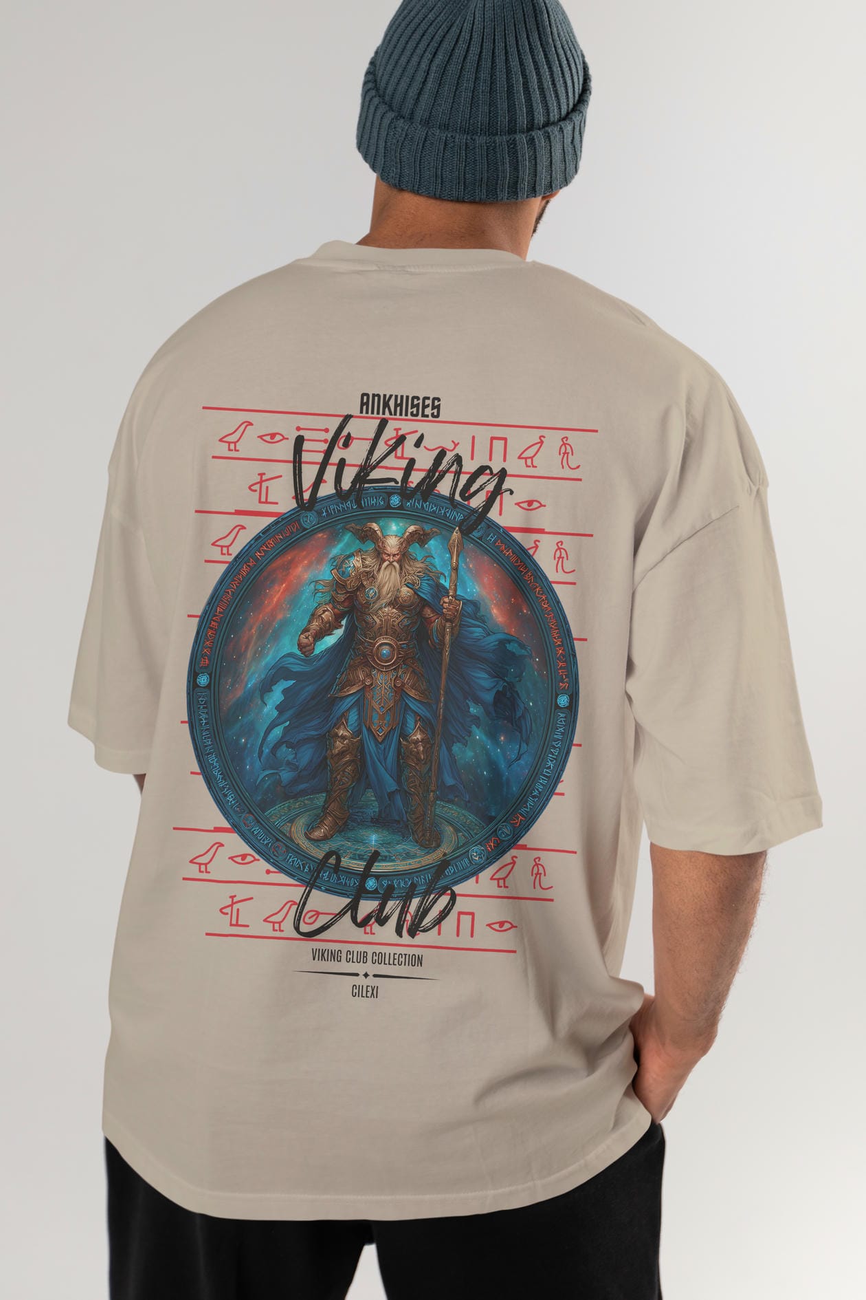 Heimdall Baskılı Oversize t-shirt Erkek Kadın %100 Pamuk Bisiklet Yaka tişort