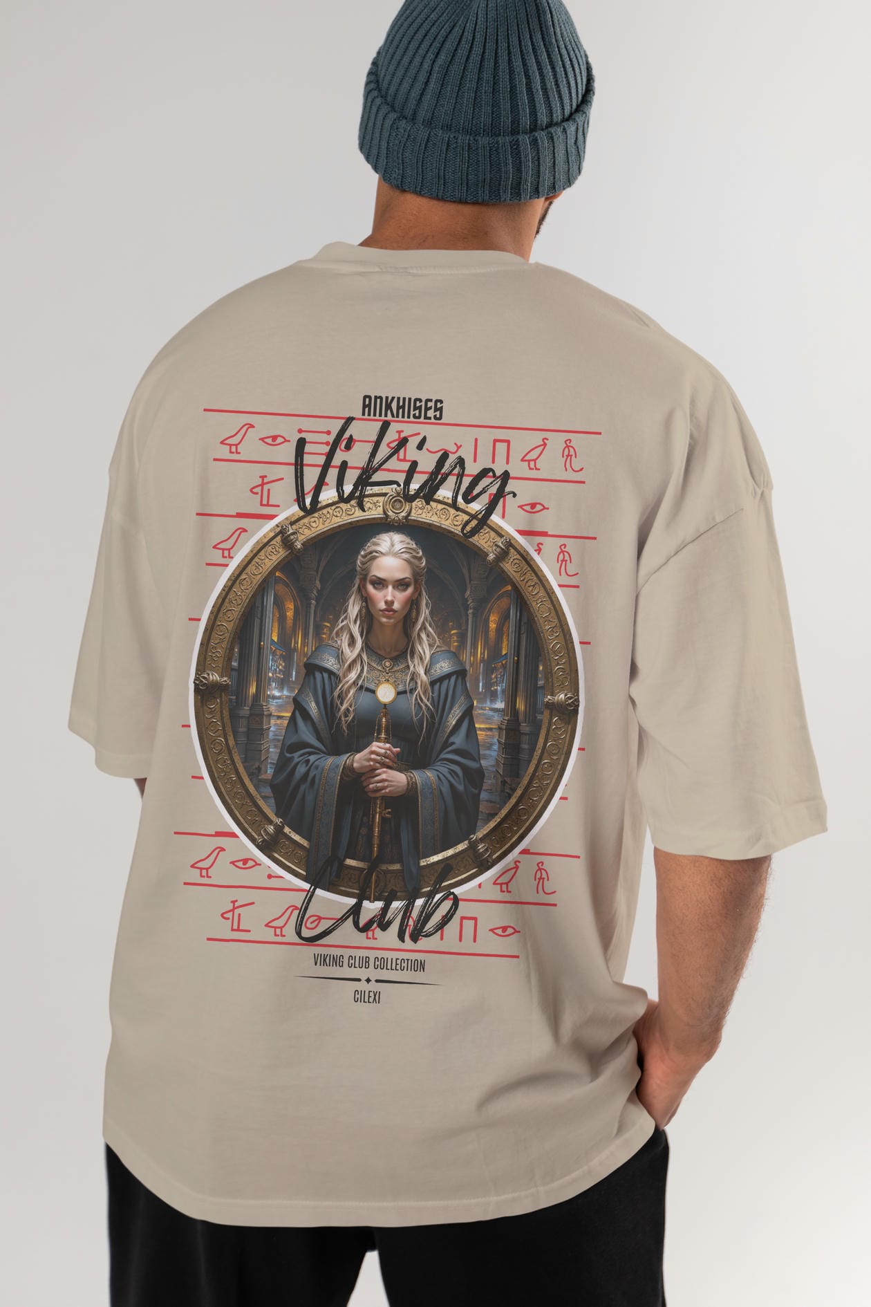 Viking Mitolojisi Serisi 5 Arka Baskılı Oversize t-shirt Erkek Kadın %100 Pamuk Bisiklet Yaka tişort