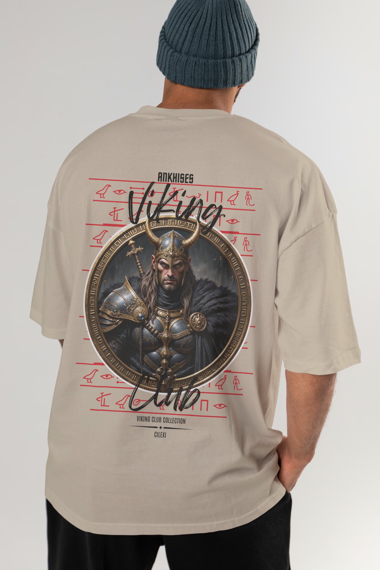 Viking Mitolojisi Serisi 21 Arka Baskılı Oversize t-shirt Erkek Kadın %100 Pamuk Bisiklet Yaka tişort