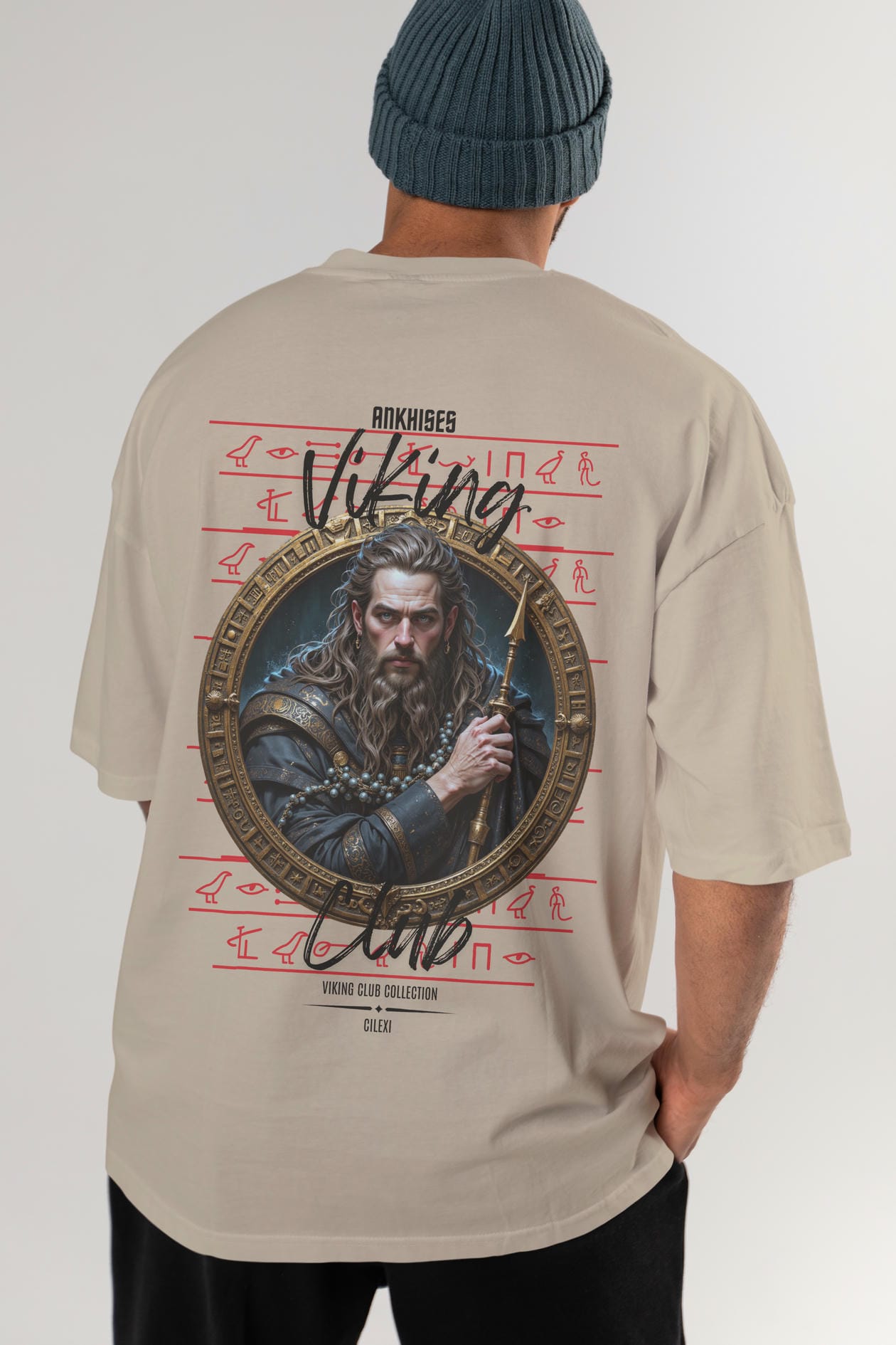Viking Mitolojisi Serisi 12 Arka Baskılı Oversize t-shirt Erkek Kadın %100 Pamuk Bisiklet Yaka tişort